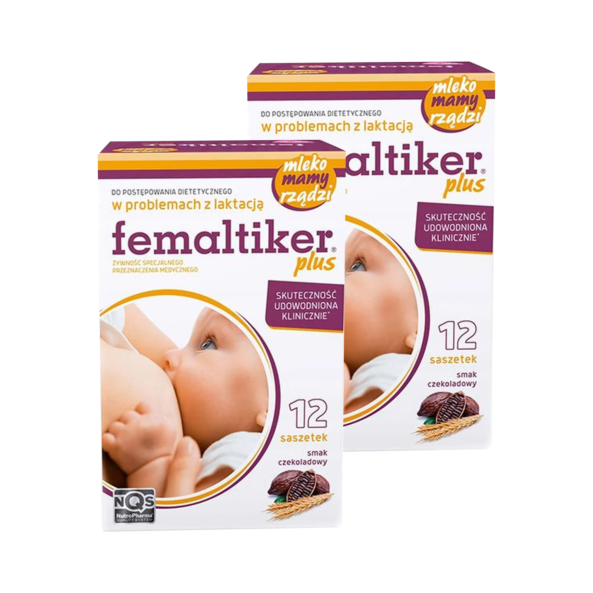 Femaltiker Plus smak czekoladowy, proszek w saszetkach, 2 x 12 sztuk zdjęcie