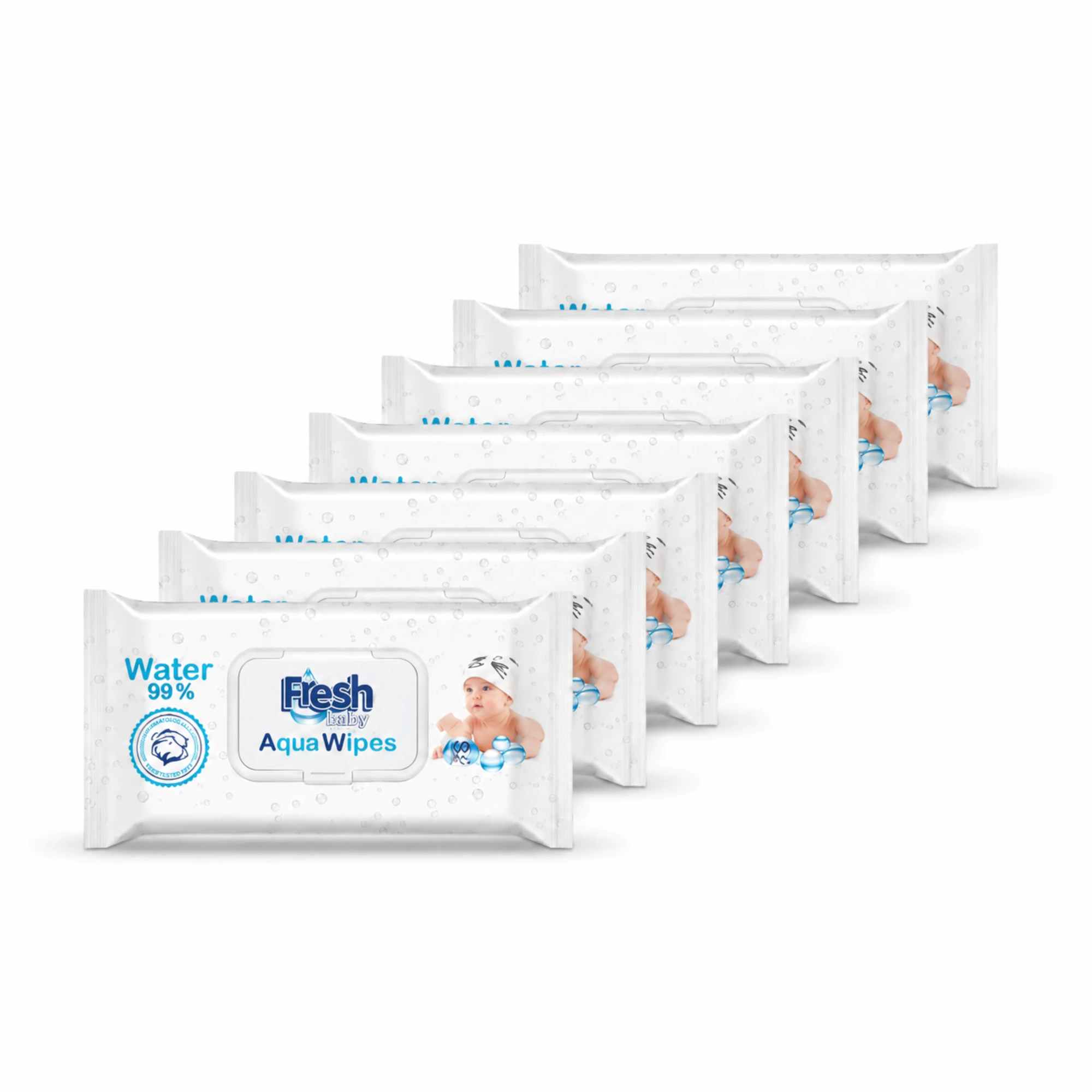 Fresh Baby, Aqua Wipes, Chusteczki wodne 99% wody, 6 x 60 sztuk zdjęcie