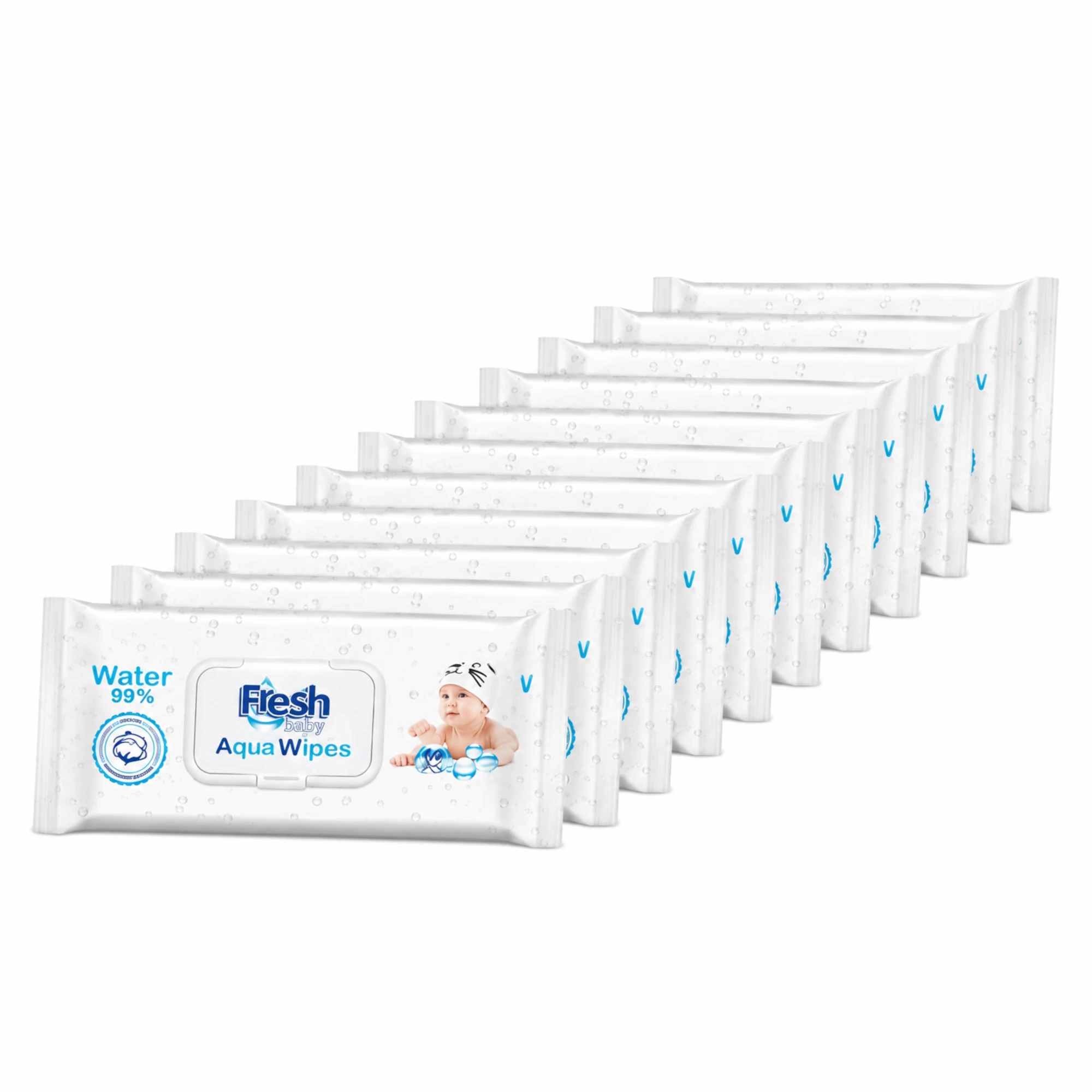 Fresh Baby, Aqua Wipes, Chusteczki wodne 99% wody, 12 x 60 sztuk zdjęcie