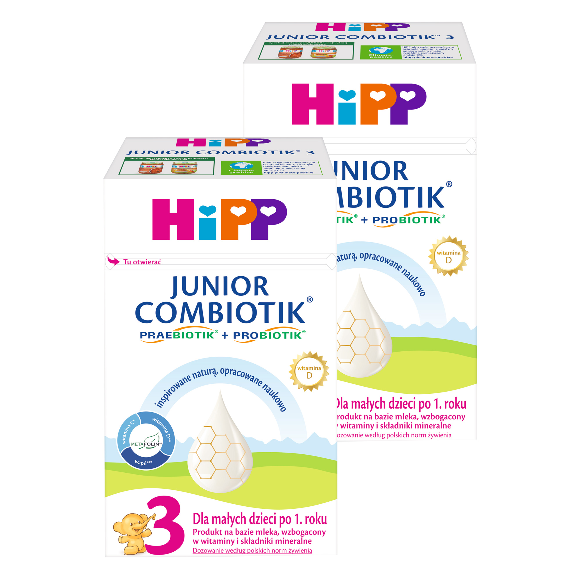 Hipp Junior Combiotik 3, dla małych dzieci po 1. roku, 2 x 550 g zdjęcie