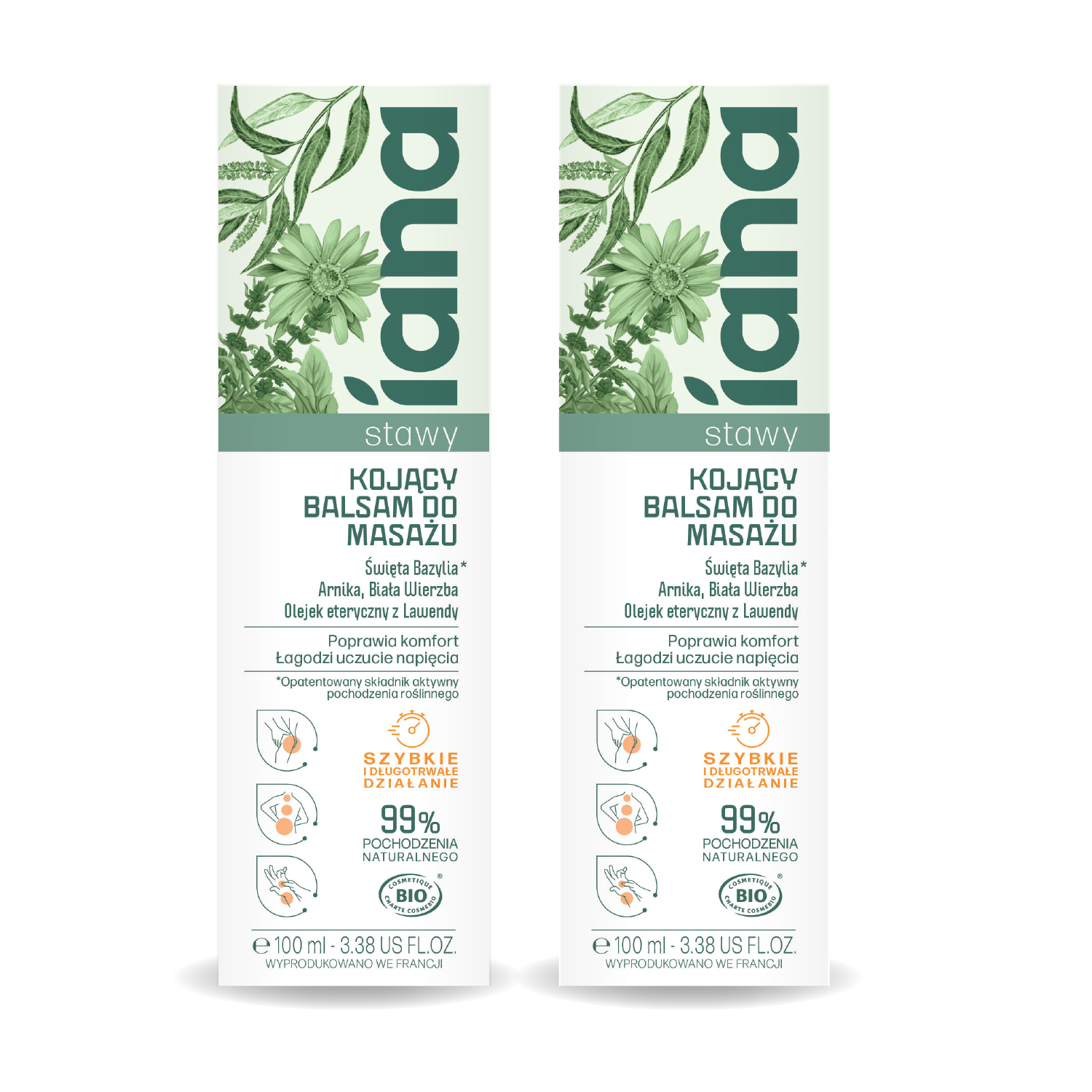 IANA Stawy Kojący balsam do masażu, 2 x 100 ml