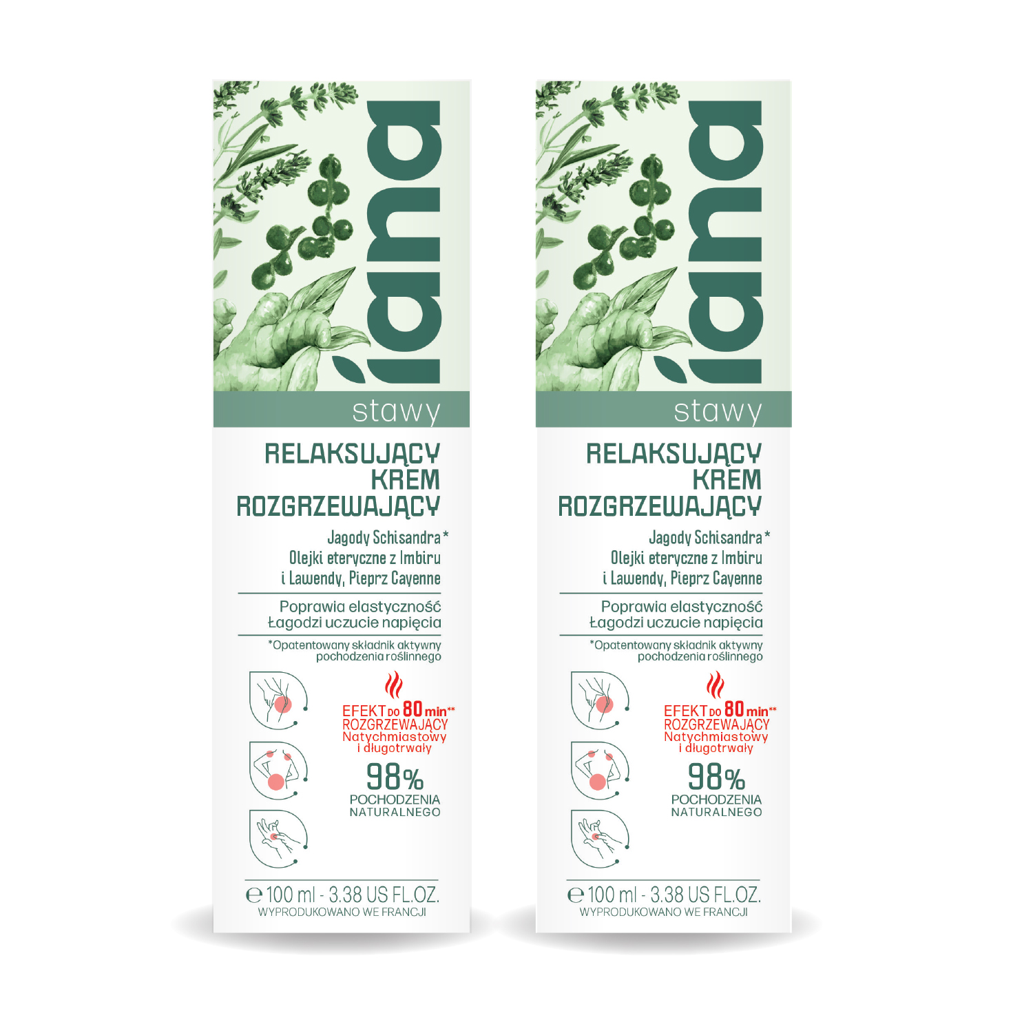 IANA Stawy Relaksujący krem rozgrzewający, 2 x 100 ml