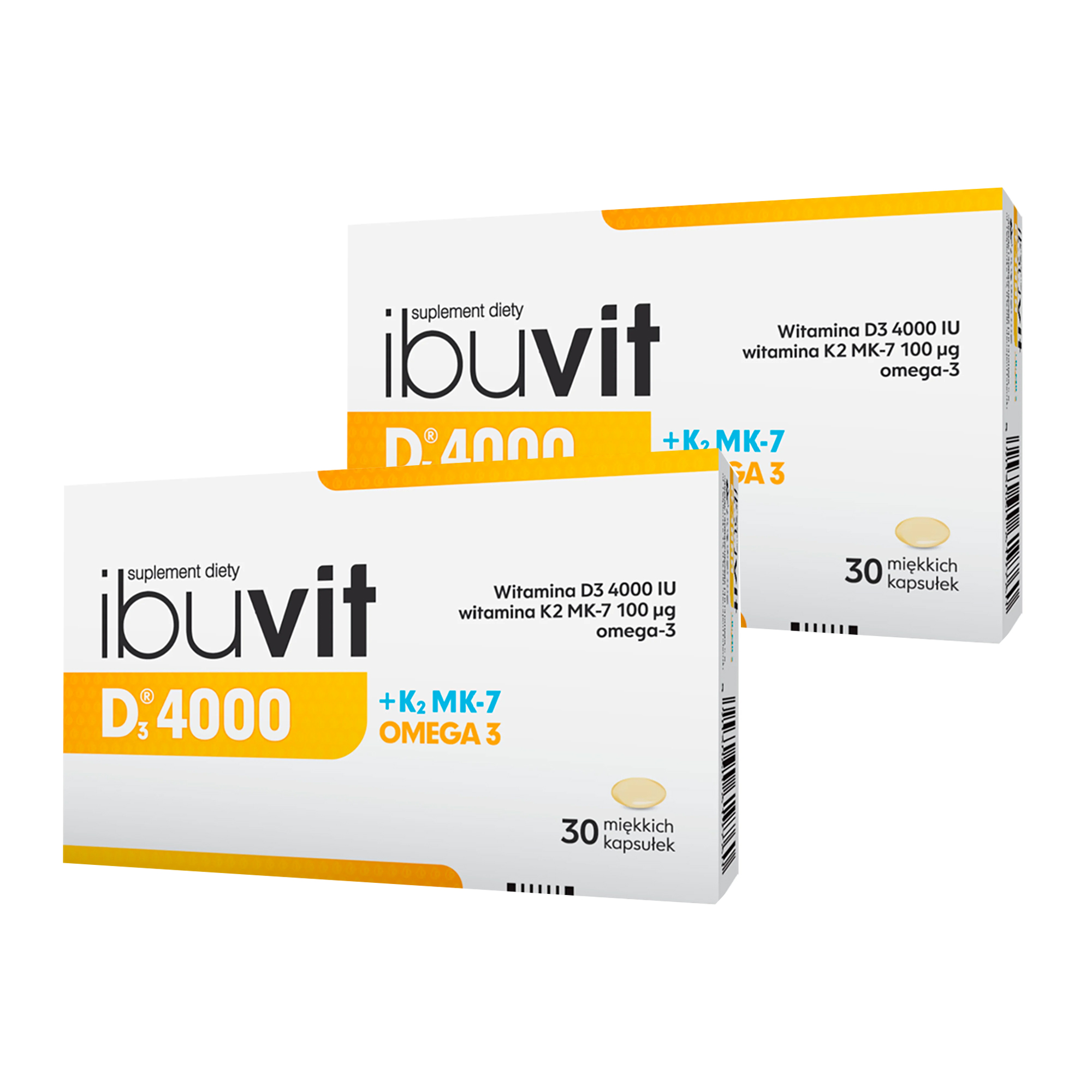 Ibuvit D3 4000+K2 MK-7 Omega 3, kapsułki miękkie, 2 x 30 sztuk zdjęcie