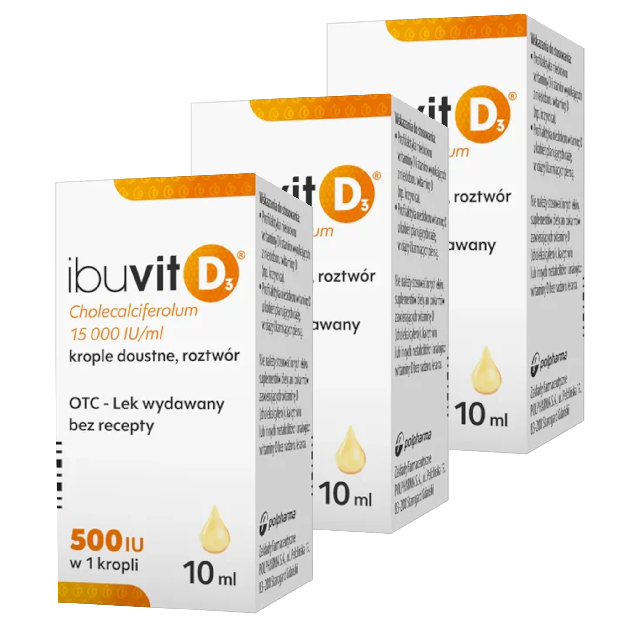 Ibuvit D3, 15000 IU/ml, krople doustne, 3 x 10 ml zdjęcie