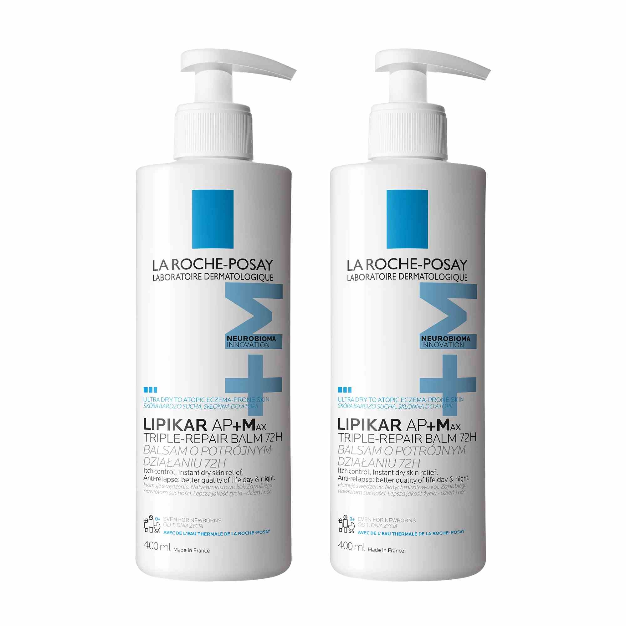 La Roche Posay Lipikar Balsam Ap+Max do skóry bardzo suchej i atopowej, 2 x 400 ml