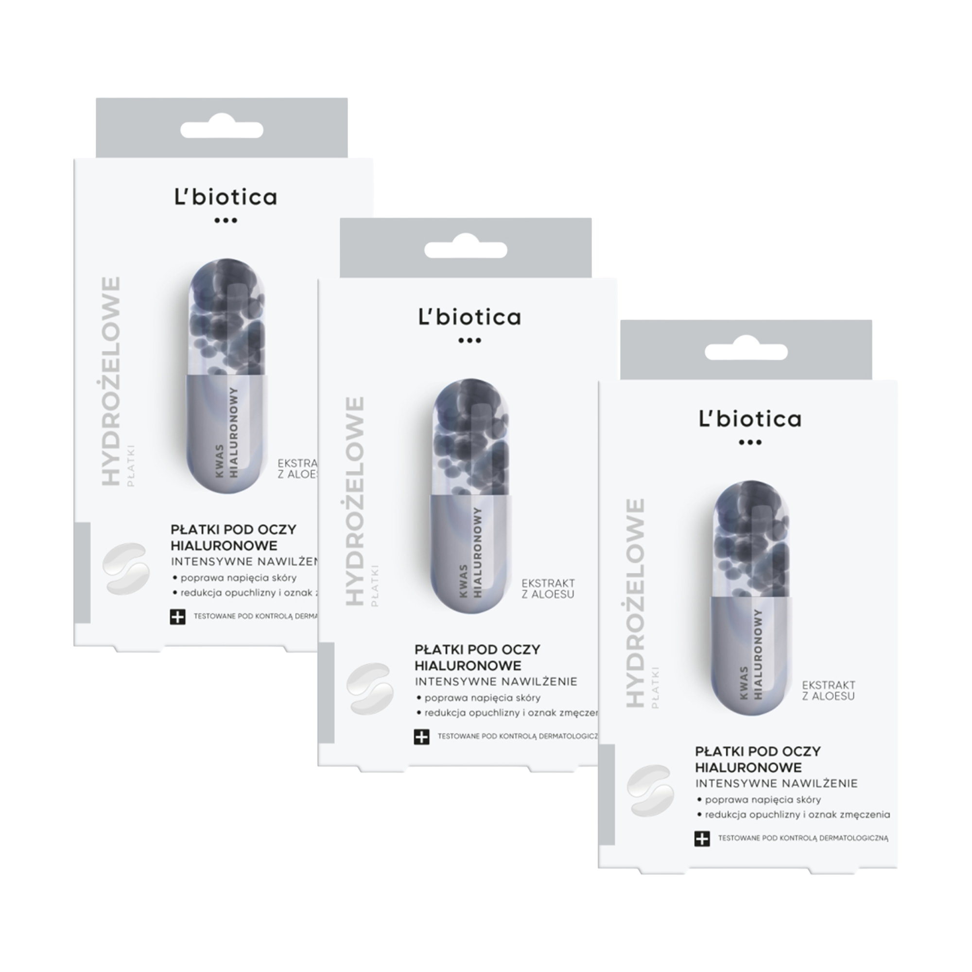 L'BIOTICA Hialuronowe płatki pod oczy intensywnie nawilżające, 3 x 1 opakowanie (18 sztuk) zdjęcie