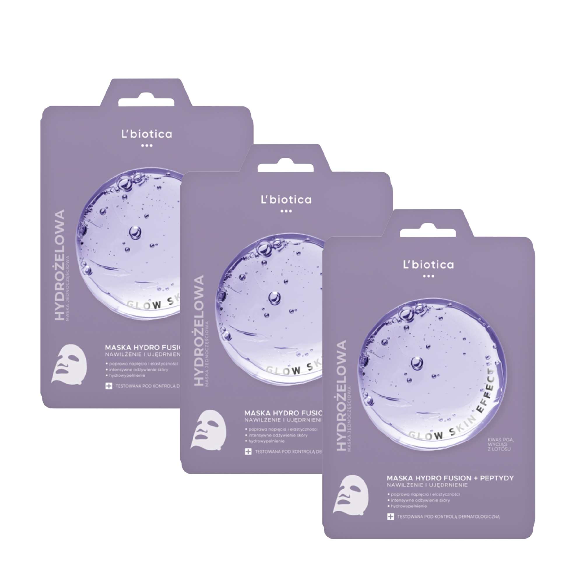 L'biotica Hydrożelowa Maska do twarzy z peptydami, 3 x 1 sztuka zdjęcie