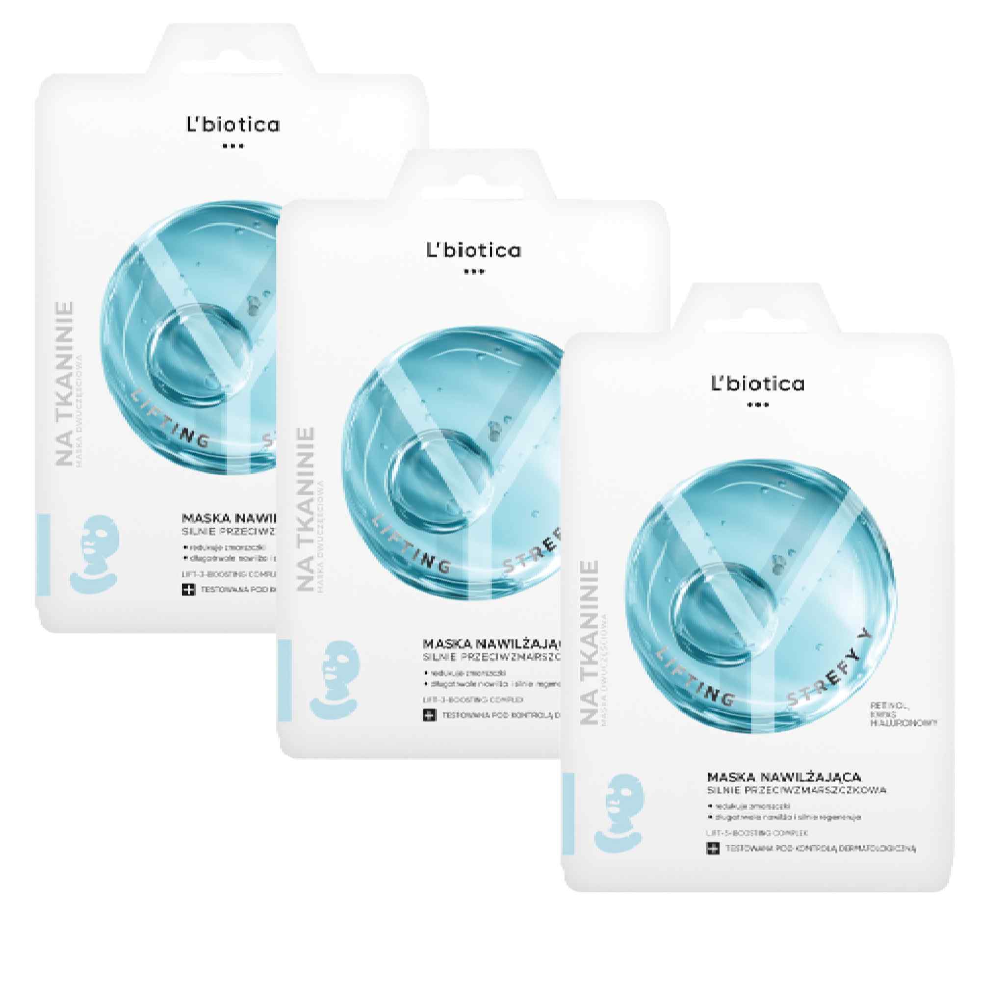 L'biotica Nawilżająca Maska do twarzy, 3 x 1 komplet zdjęcie