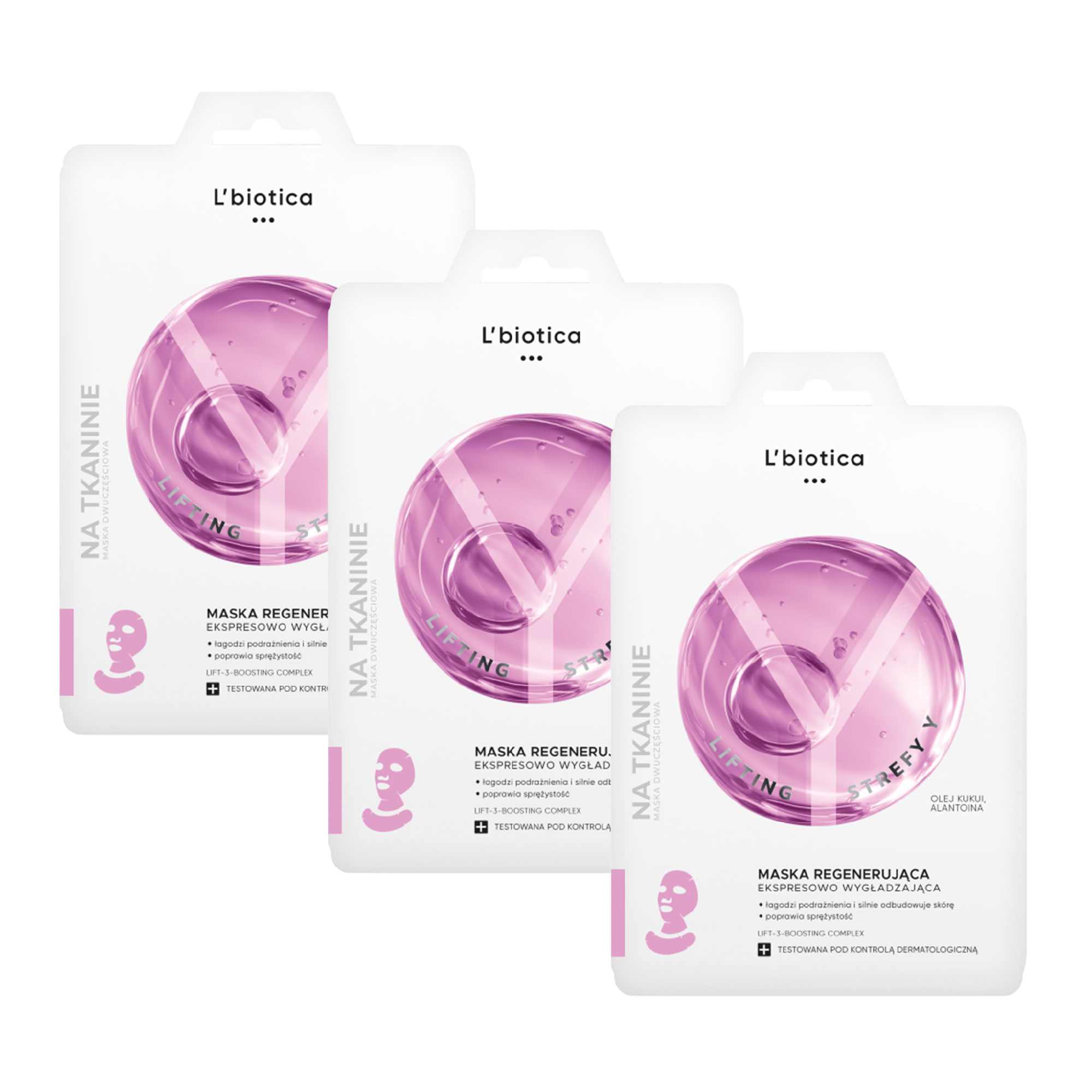 L'biotica Regenerująca Maska do twarzy, 3 x 1 komplet zdjęcie