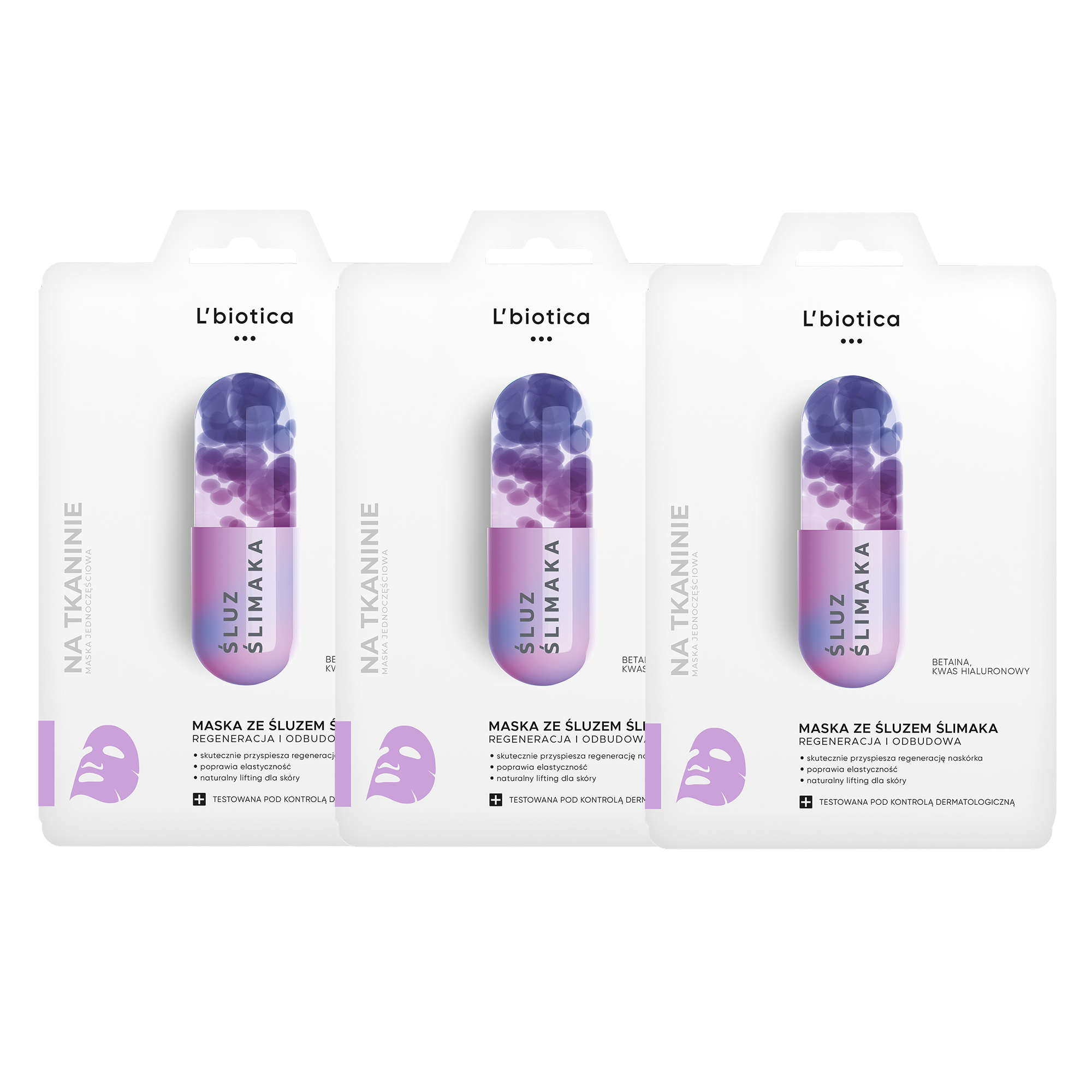 LBIOTICA SNAIL MASK Maska ze śluzem ślimaka, 3 x 23 ml zdjęcie