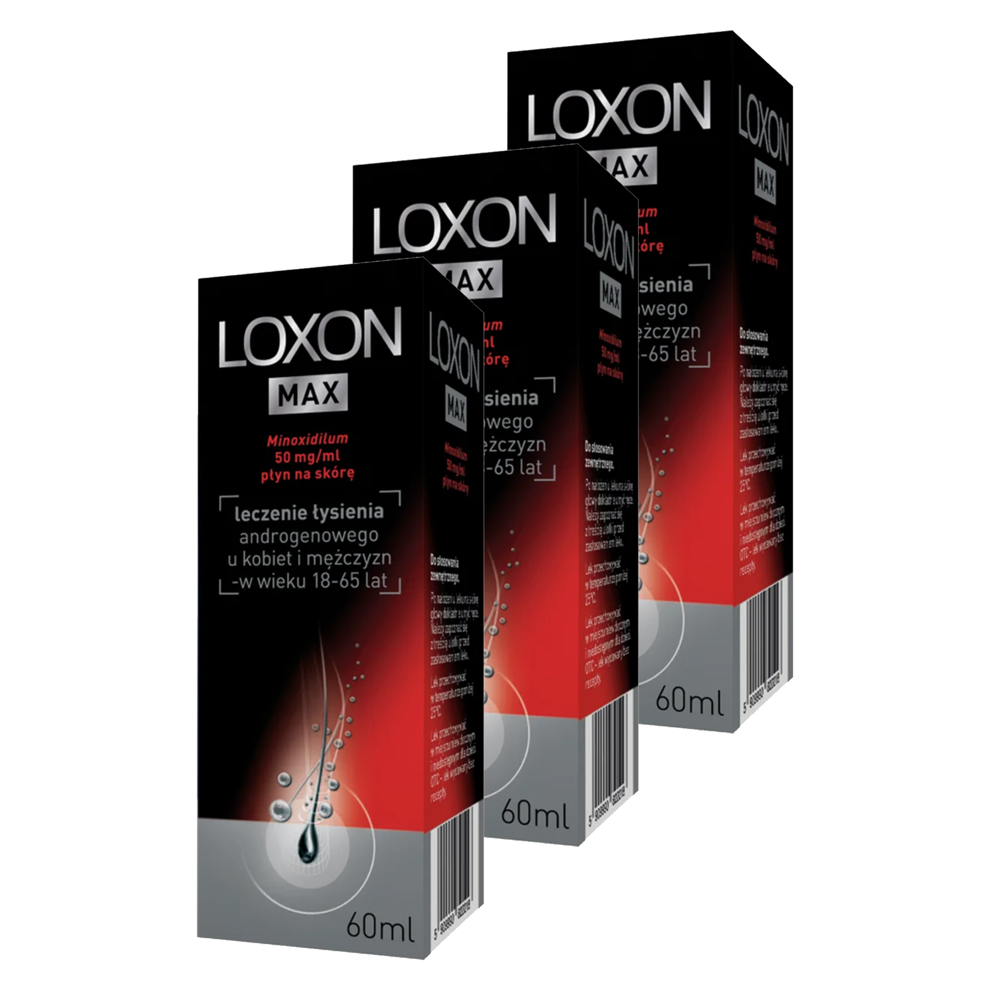 Loxon Max (Loxon 5%), 50 mg/ml, płyn na skórę, 3 x 60 ml zdjęcie