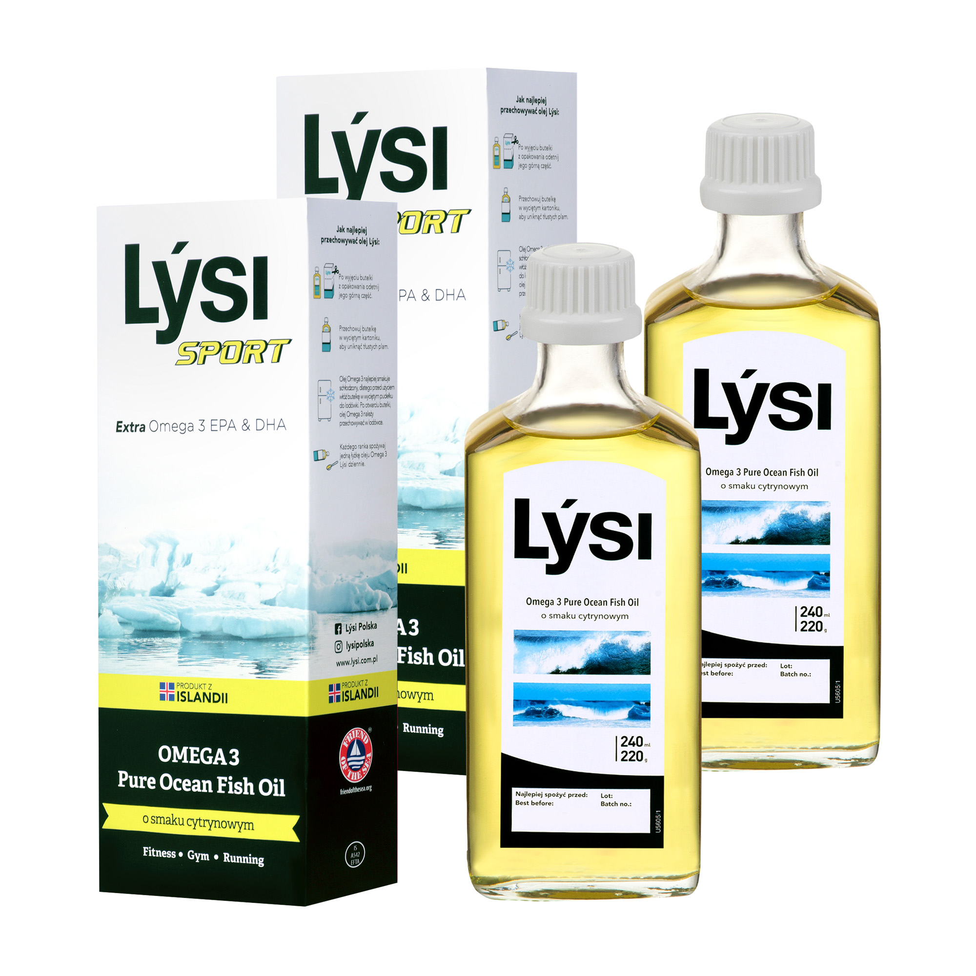 Lysi, Omega 3 Sport Pure Ocean Fish Oil, płyn, 2 x 240 ml zdjęcie