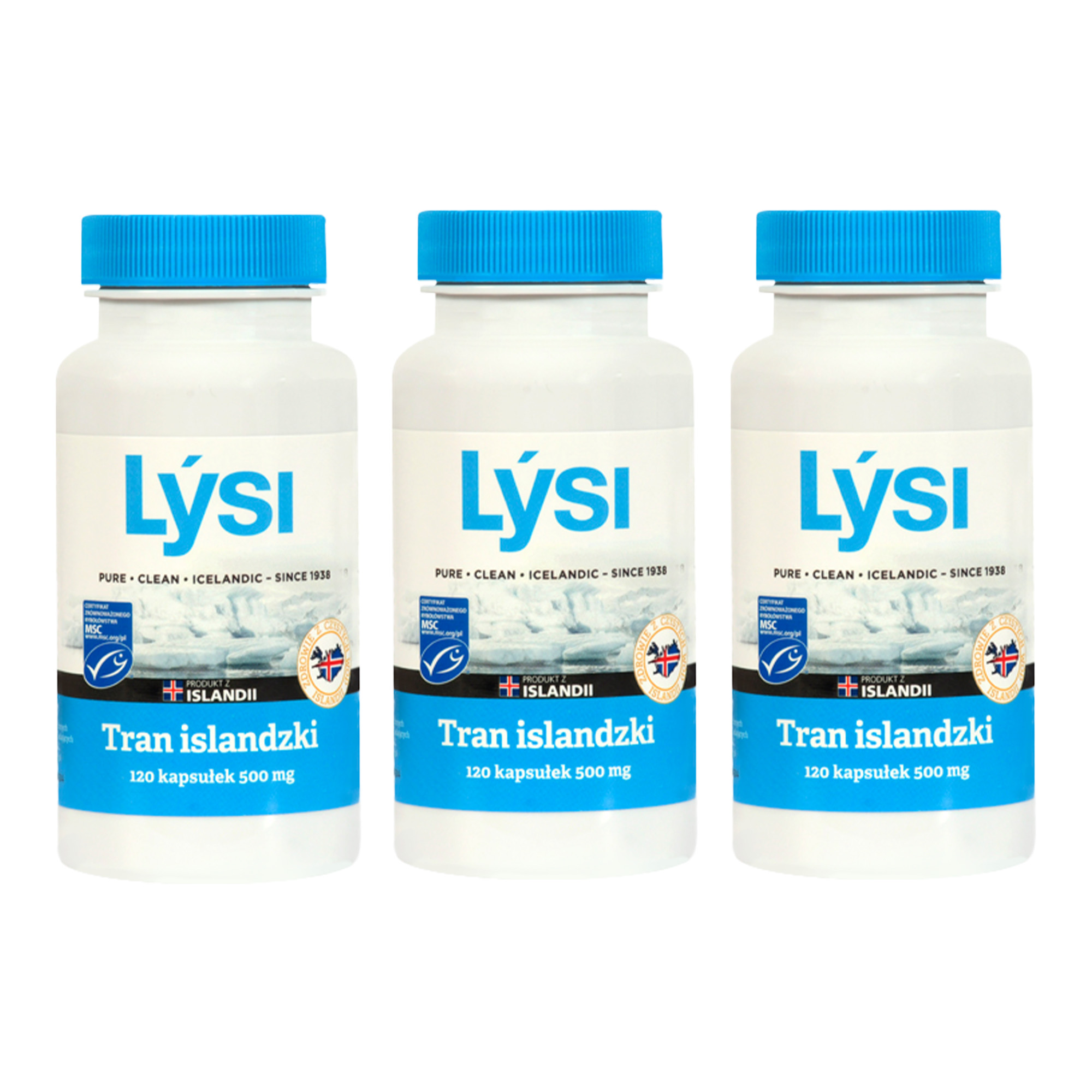 Lysi Tran Islandzki 500 mg, 3 x 120 kapsułek zdjęcie