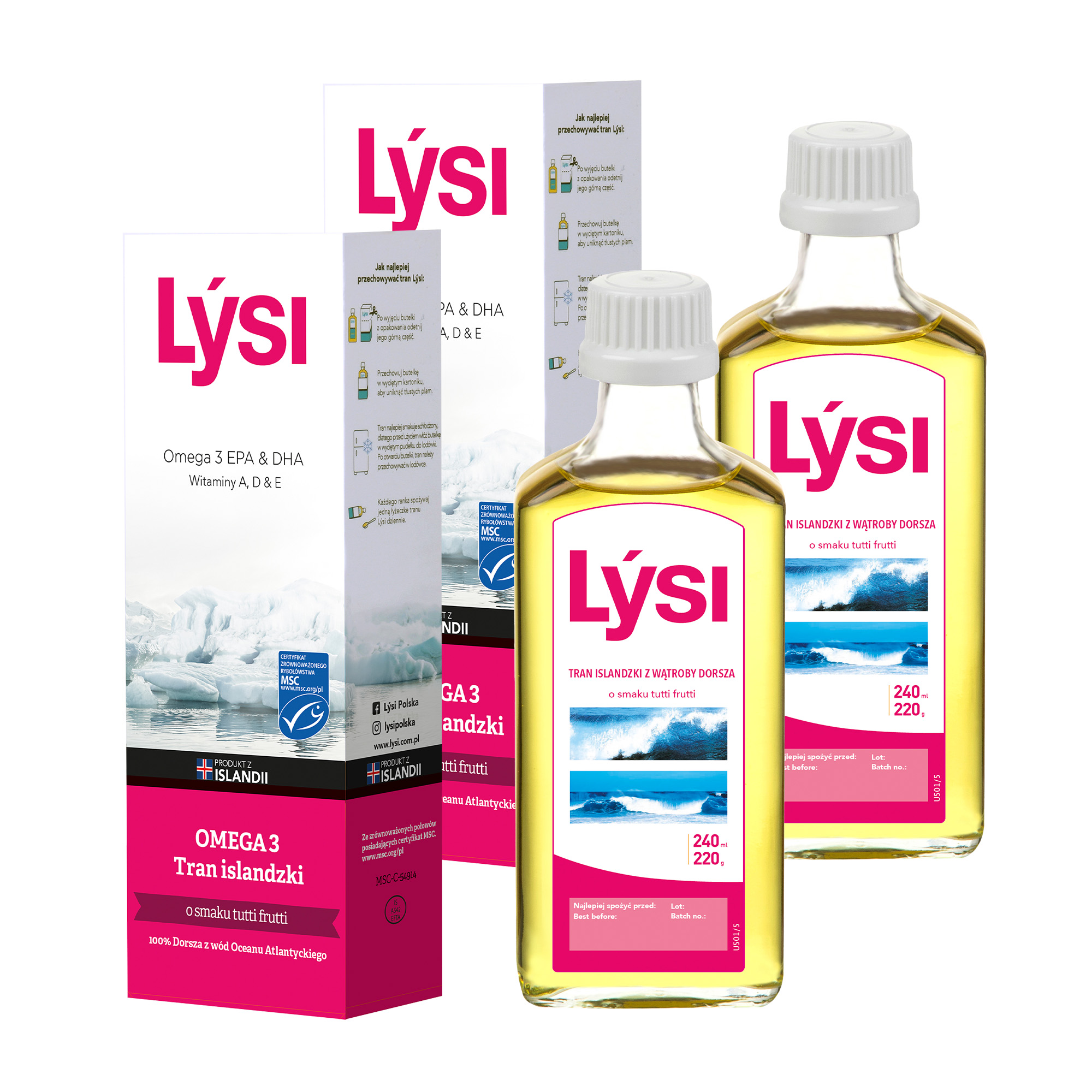 Lysi Tran Islandzki Omega 3 o smaku tutti frutti, 2 x 240 ml zdjęcie