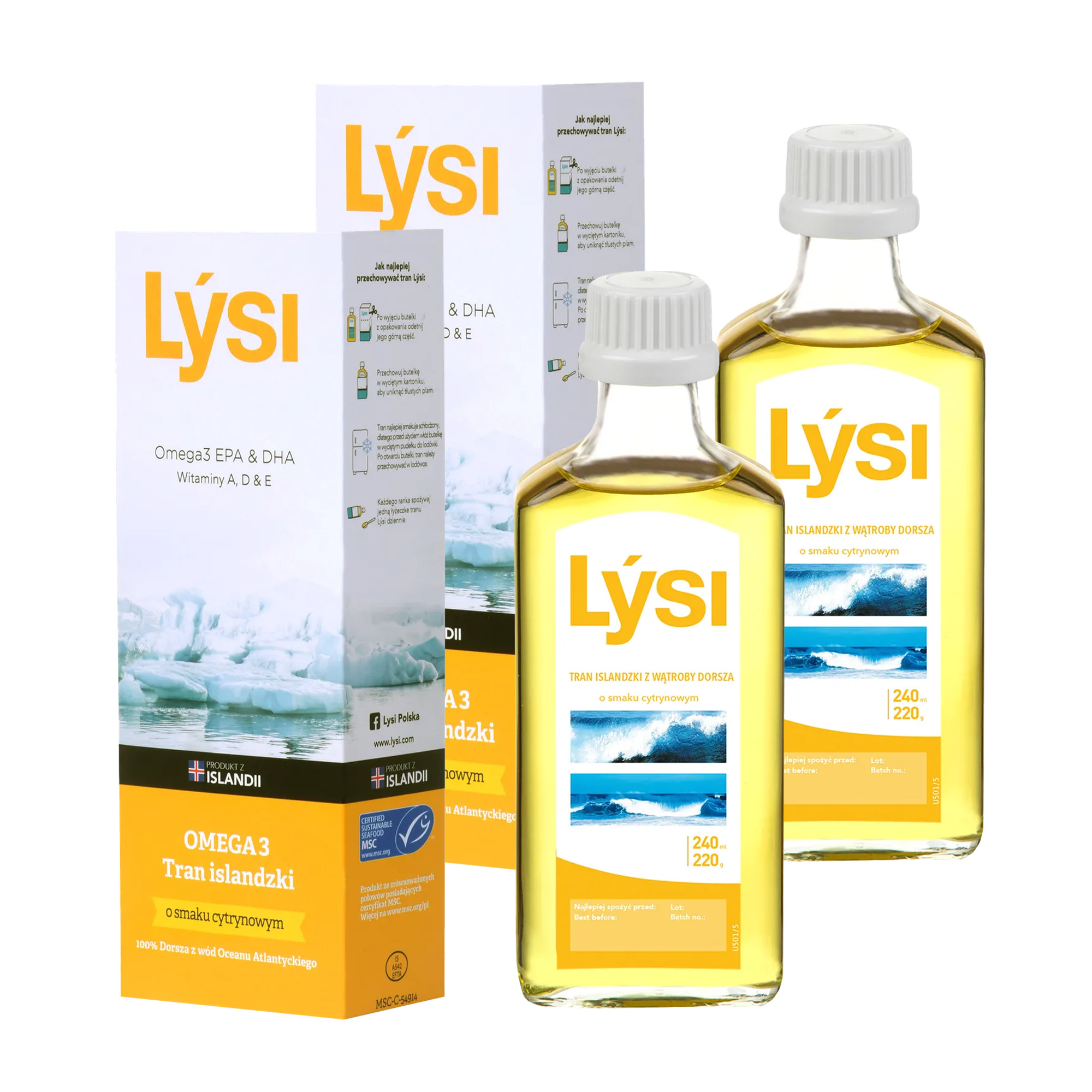 Lysi Tran Islandzki smak cytrynowy, 2 x 240 ml zdjęcie