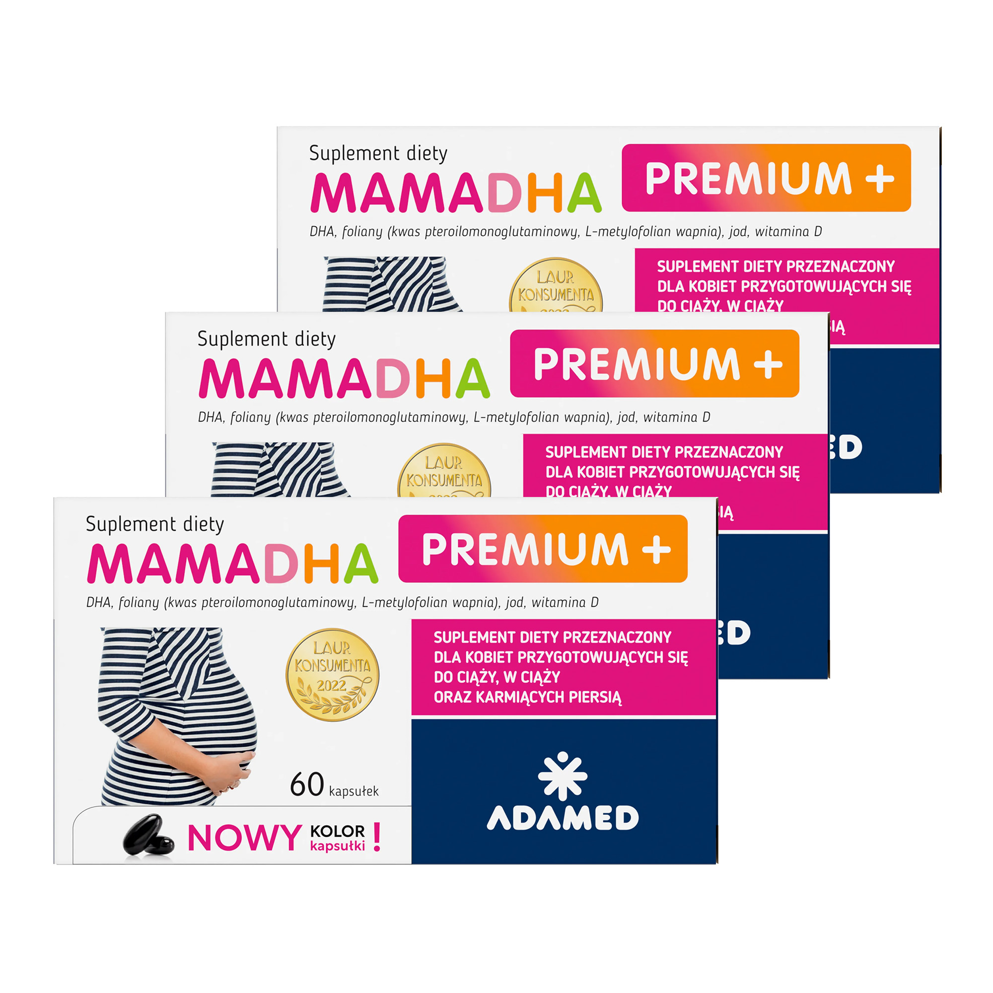MamaDHA Premium+, kapsułki, 3 x 60 sztuk zdjęcie