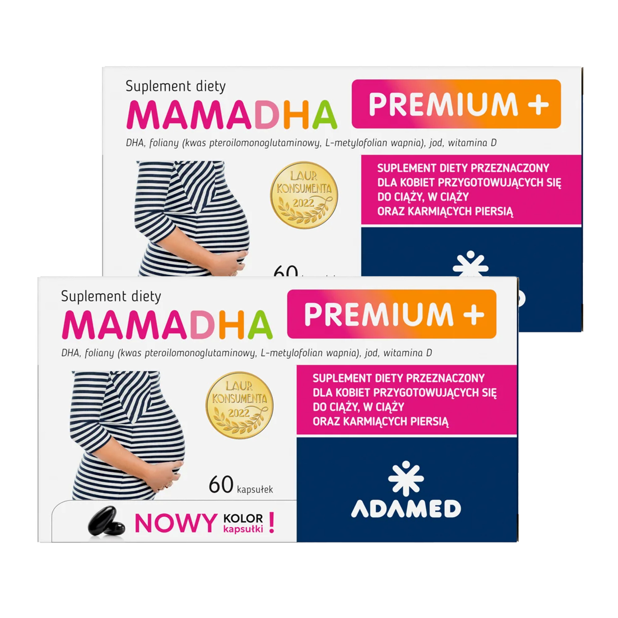 MamaDHA Premium+, kapsułki, 2 x 60 sztuk zdjęcie