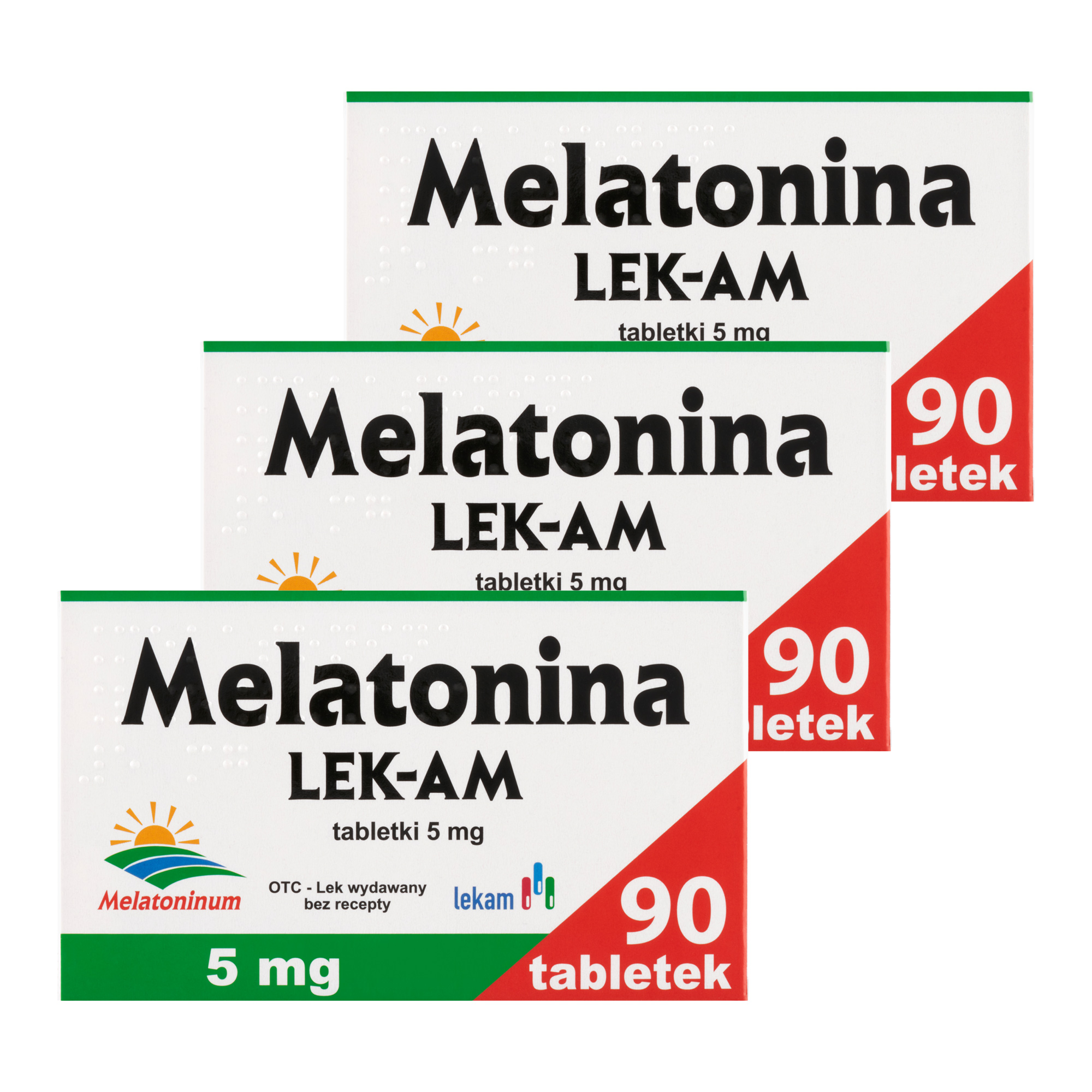 Melatonina LEK-AM, 5 mg, tabletki, 3 x 90 sztuk zdjęcie