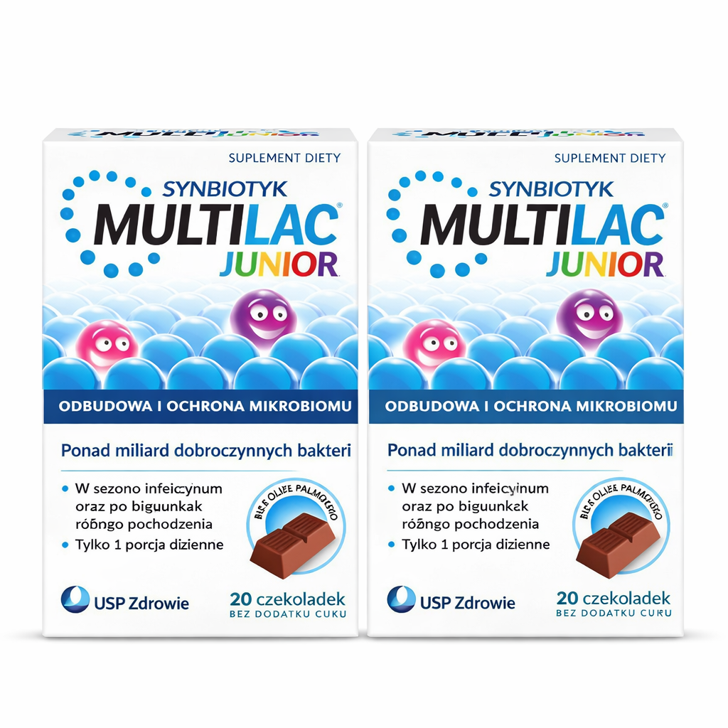 Multilac Junior, Synbiotyk, czekoladki, 2 x 20 sztuk zdjęcie