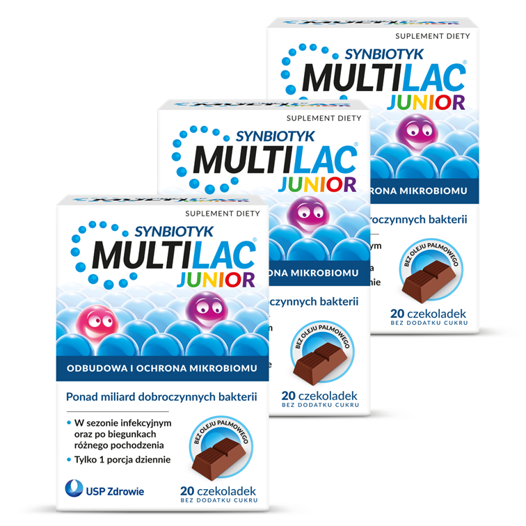 Multilac Junior, Synbiotyk, czekoladki, 3 x 20 sztuk