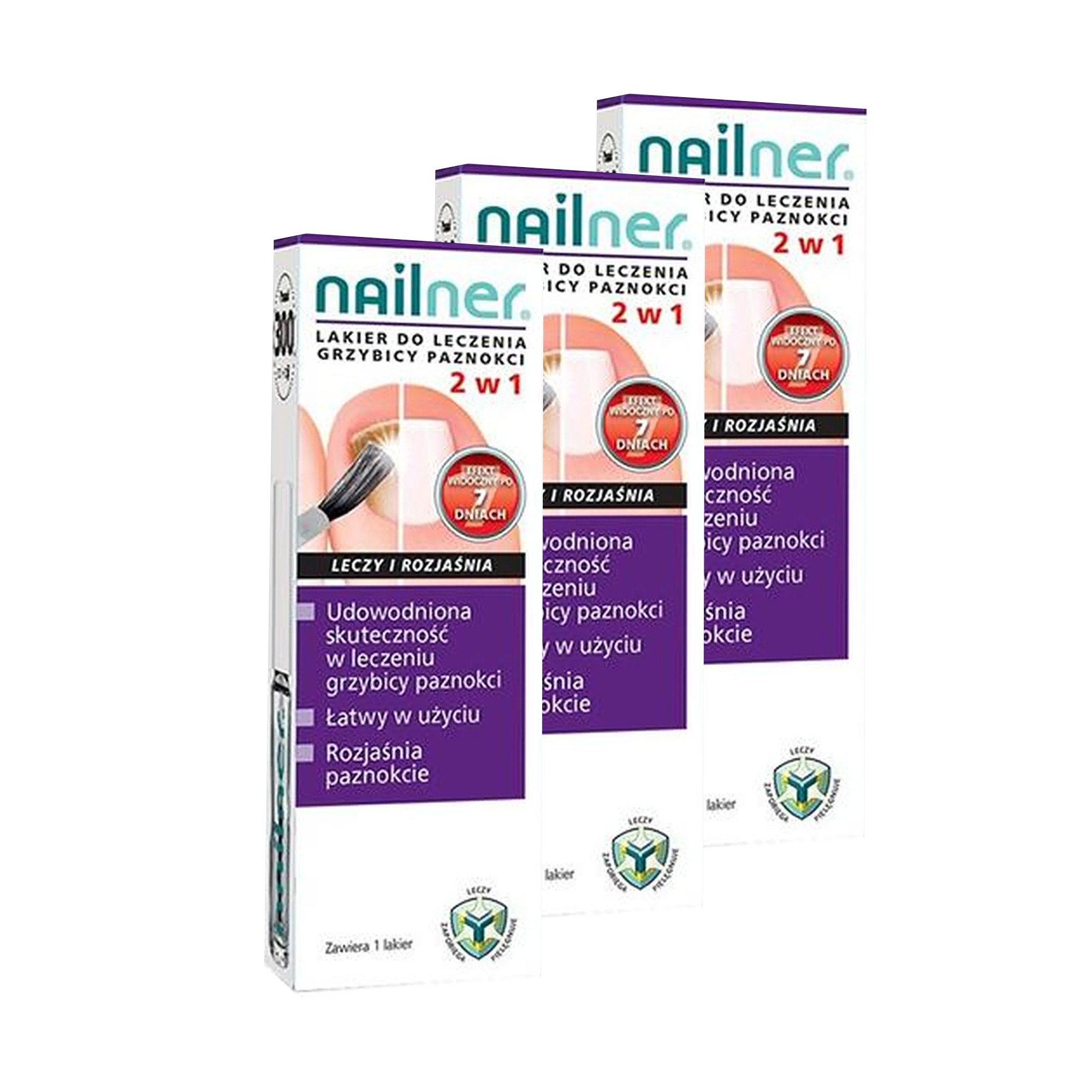 Nailner, lakier przeciw grzybicy paznokci, 2w1, 3 x 5 ml zdjęcie