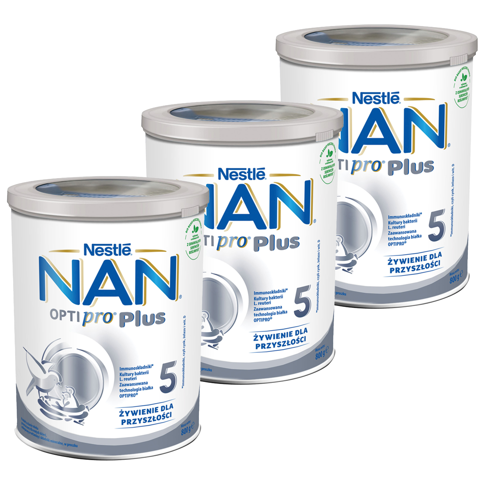 Nestle Nan OptiPro Plus 5 Produkt na bazie mleka dla małych dzieci po 2,5. roku życia, 3 x 800 g zdjęcie