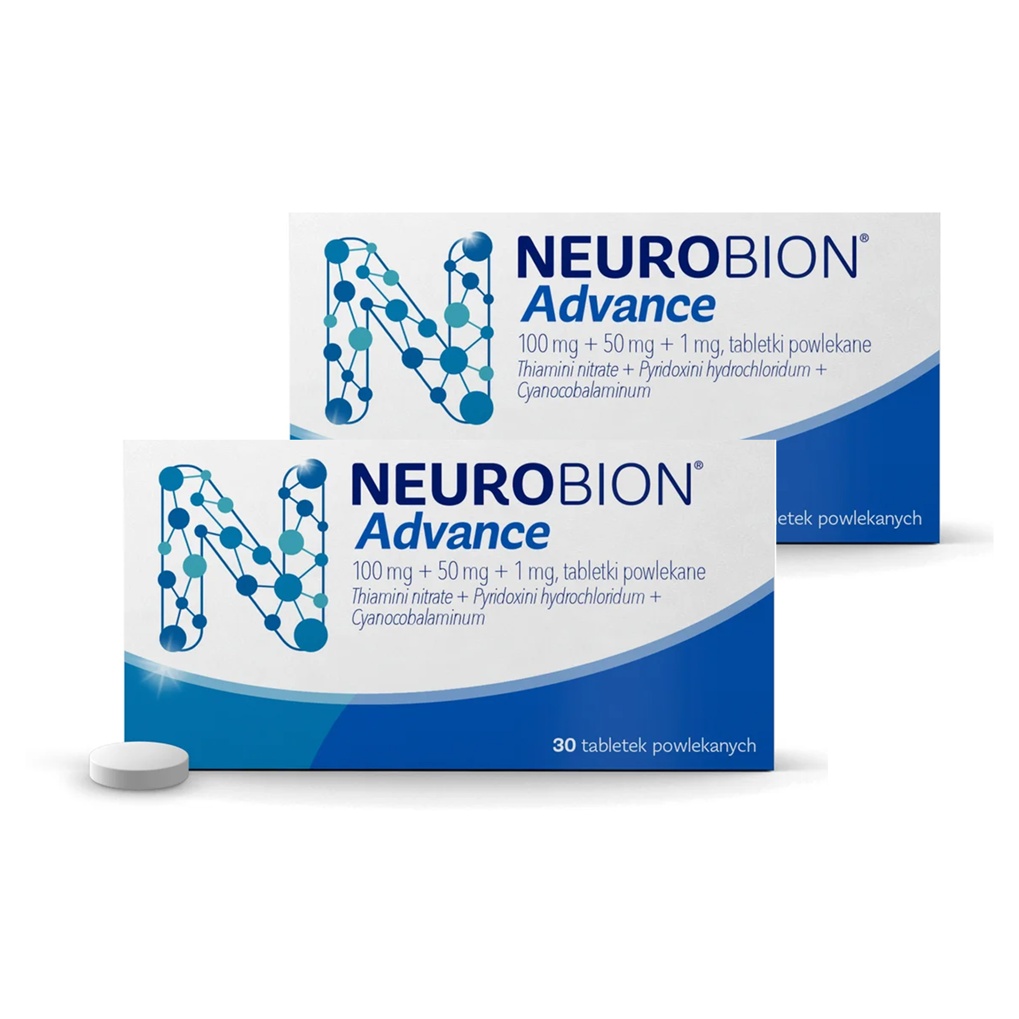 Neurobion Advance 100 mg + 50 mg + 1 mg, tabletki powlekane, 2 x 30 sztuk zdjęcie
