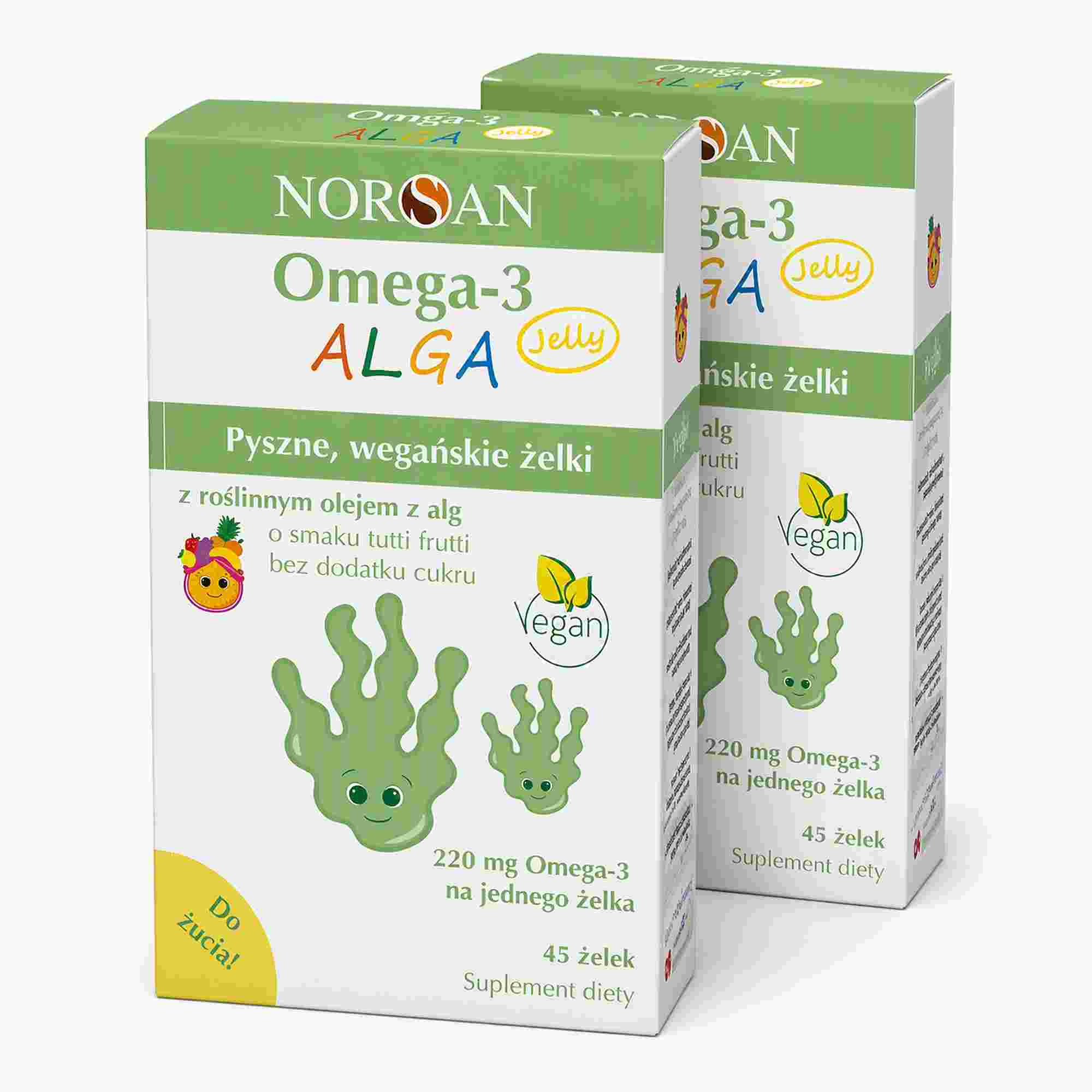 Norsan Omega-3 ALGA Jelly, smak tutti-frutti, 2 x 45 sztuk zdjęcie