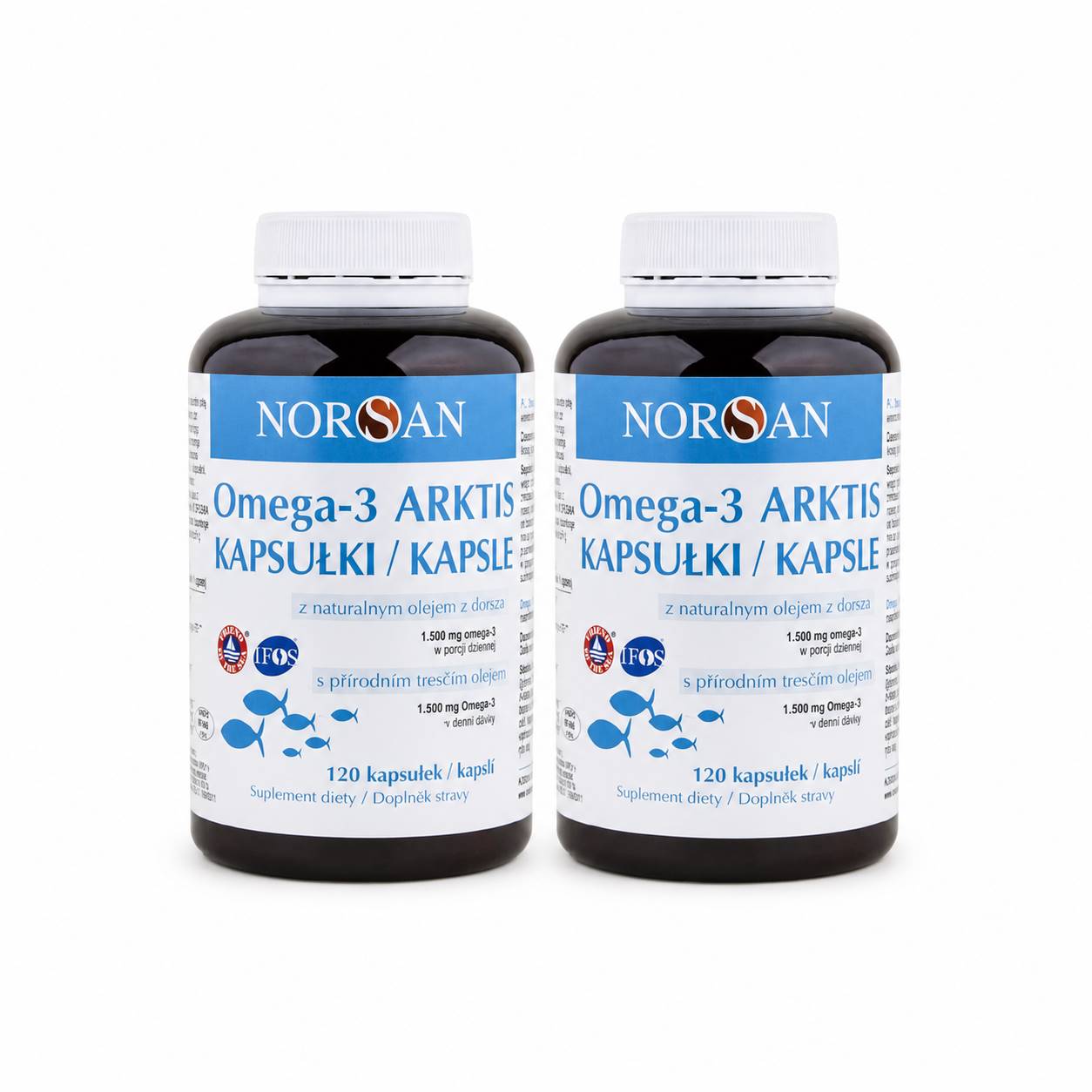 Norsan Omega-3 Arktis z olejem z dorsza, 2 x 120 kapsułek