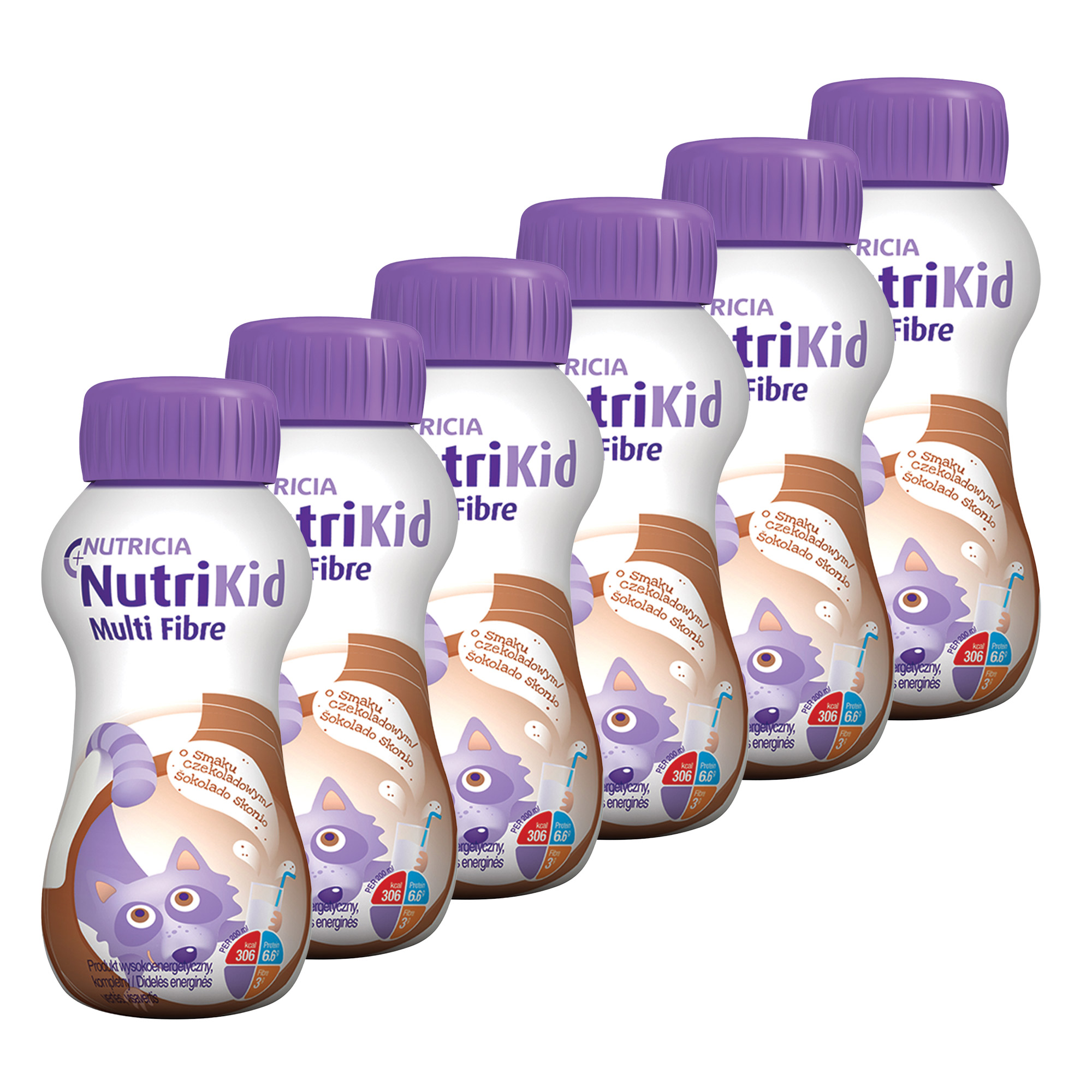 NutriKid Multi Fibre, smak czekoladowy, płyn, 6 x 200 ml zdjęcie