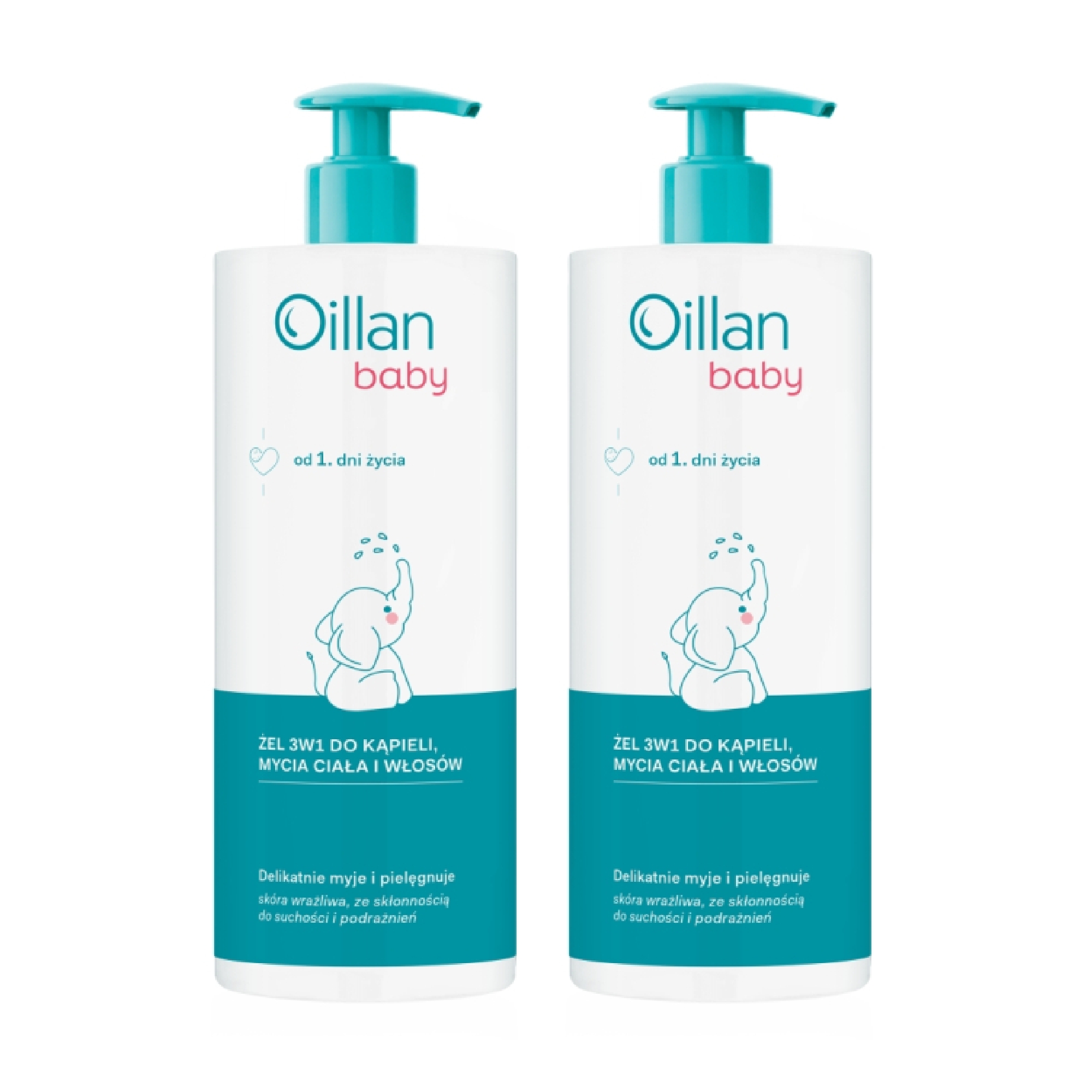 Oillan Baby, żel do kąpieli, mycia ciała i włosów 3w1, 2 x 750 ml zdjęcie