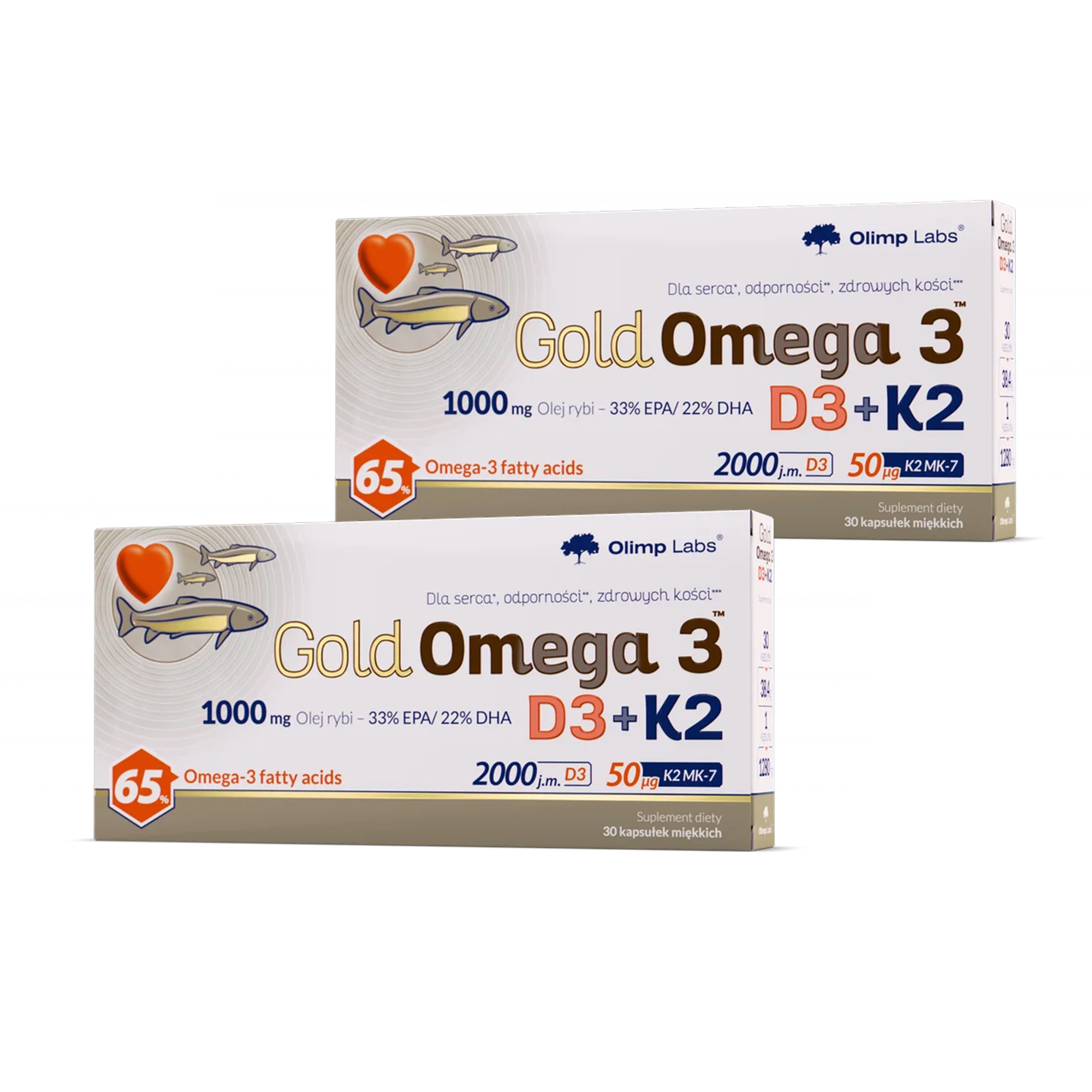 Olimp, Gold Omega 3 D3 + K2, kapsułki, 2 x 30 sztuk zdjęcie
