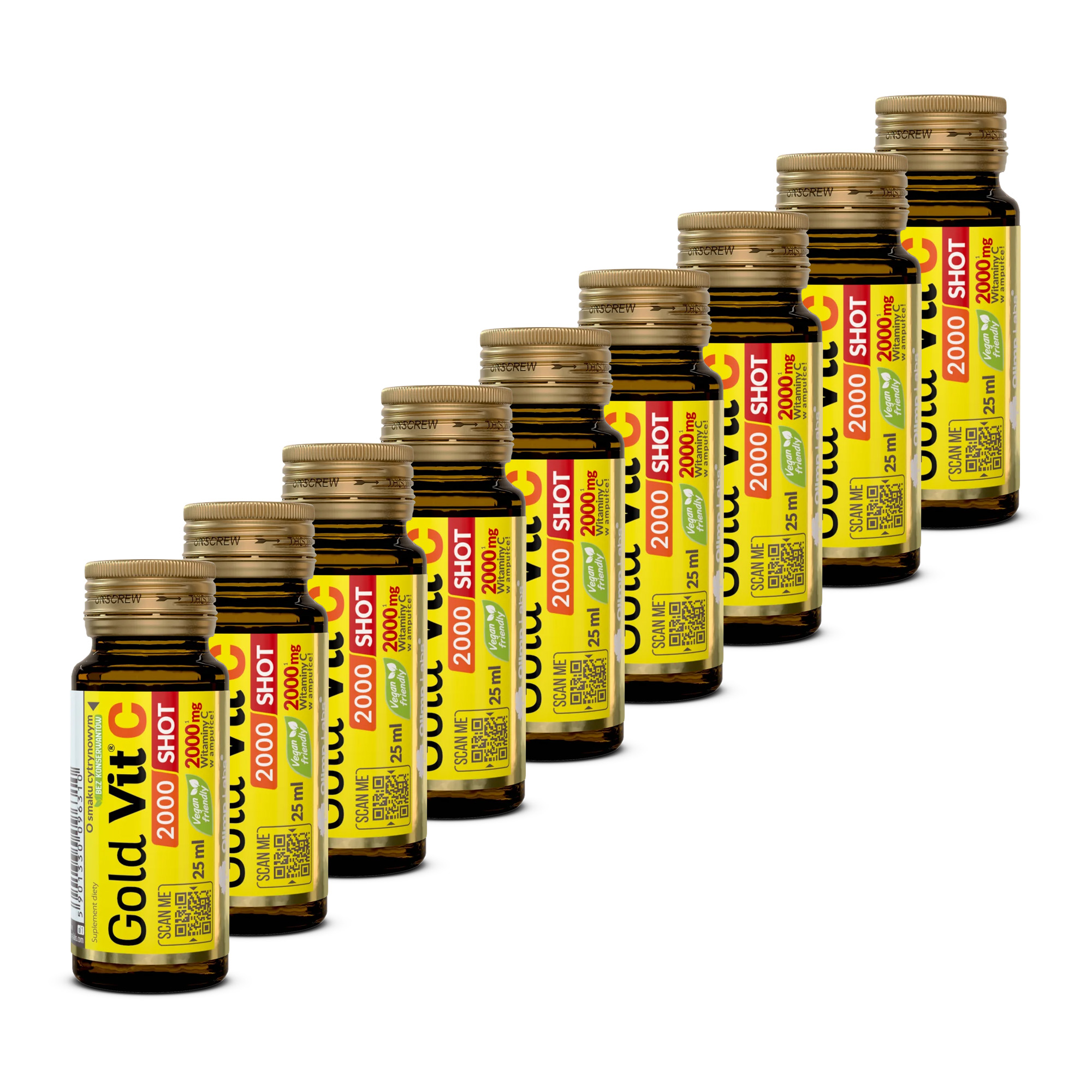 Olimp Labs, Gold Vit C 2000 Shot, smak cytrynowy, 9 x 25 ml [szkło] zdjęcie