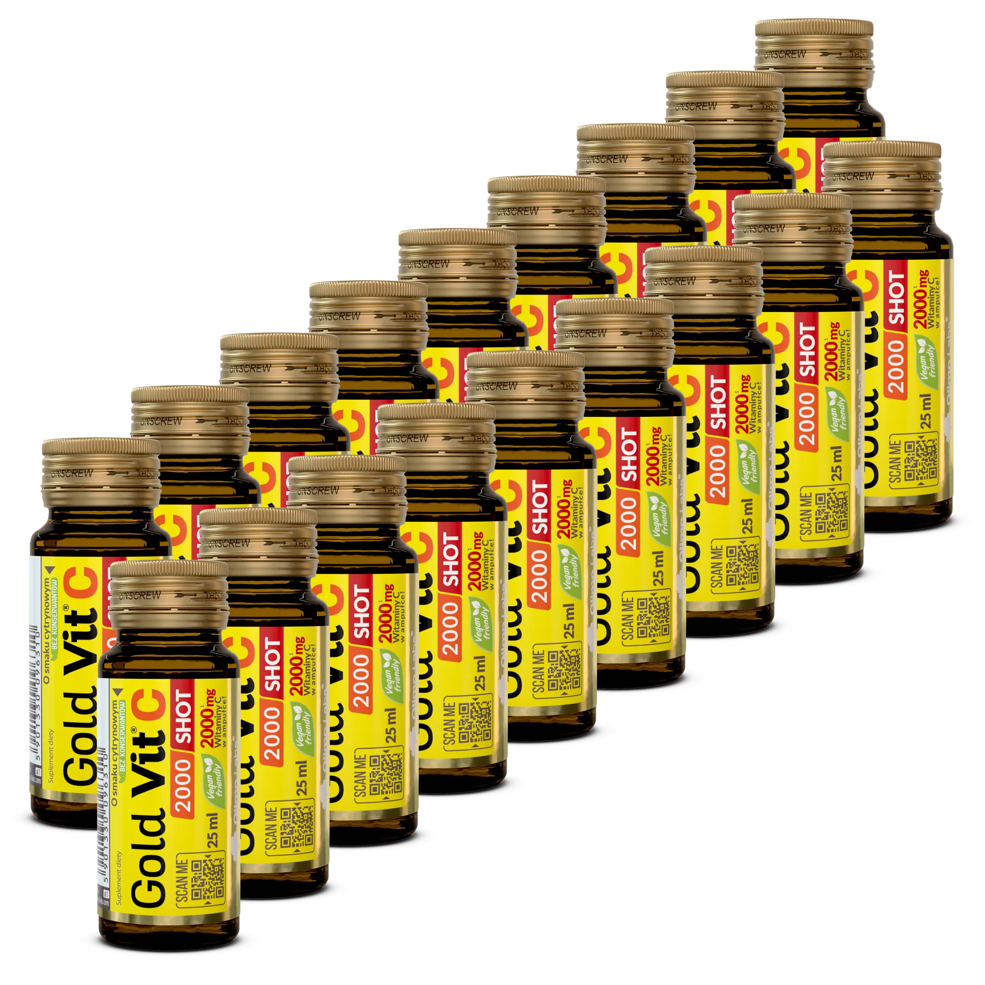 Olimp Labs, Gold Vit C 2000 Shot, smak cytrynowy, 18 x 25 ml [szkło] zdjęcie