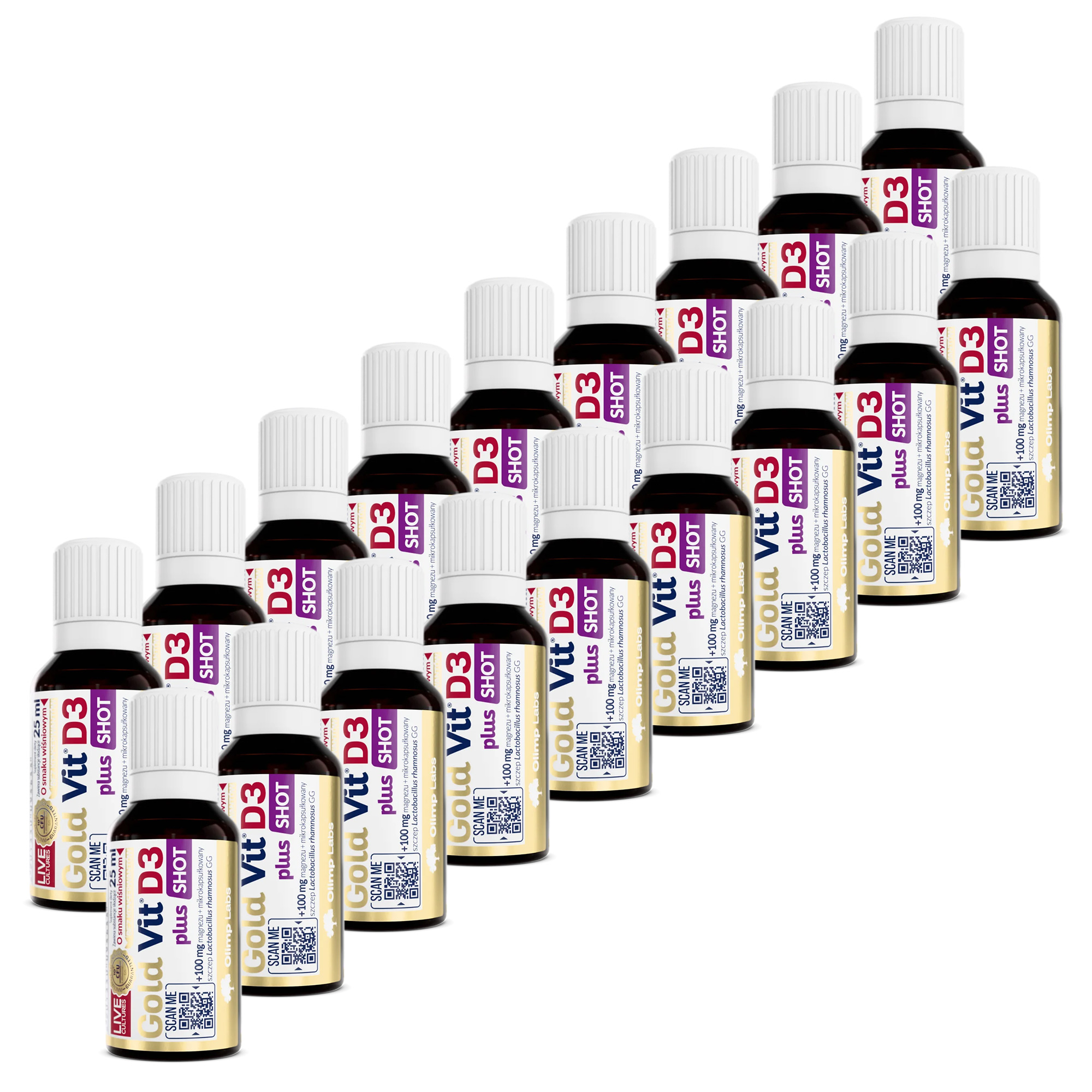 Olimp Labs Gold Vit D3 Plus Shot ampułka wiśnia, 18 x 25 ml zdjęcie