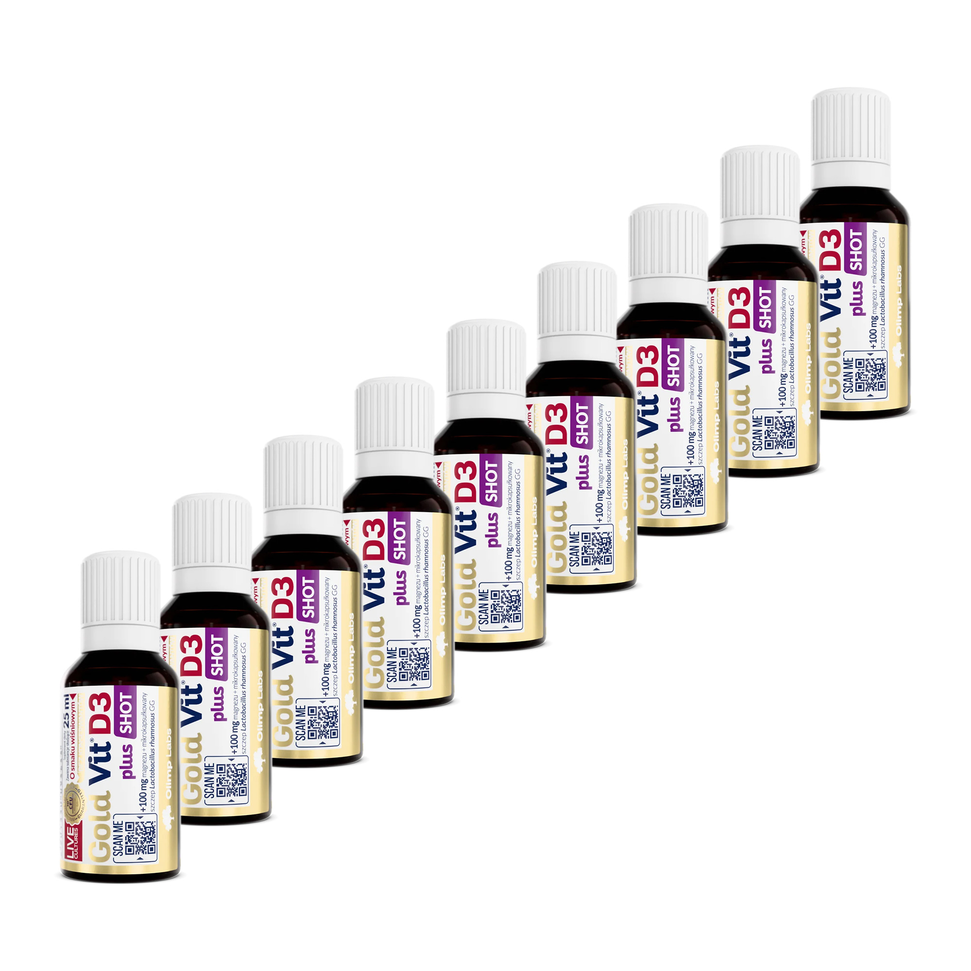 Olimp Labs Gold Vit D3 Plus Shot ampułka wiśnia, 9 x 25 ml zdjęcie