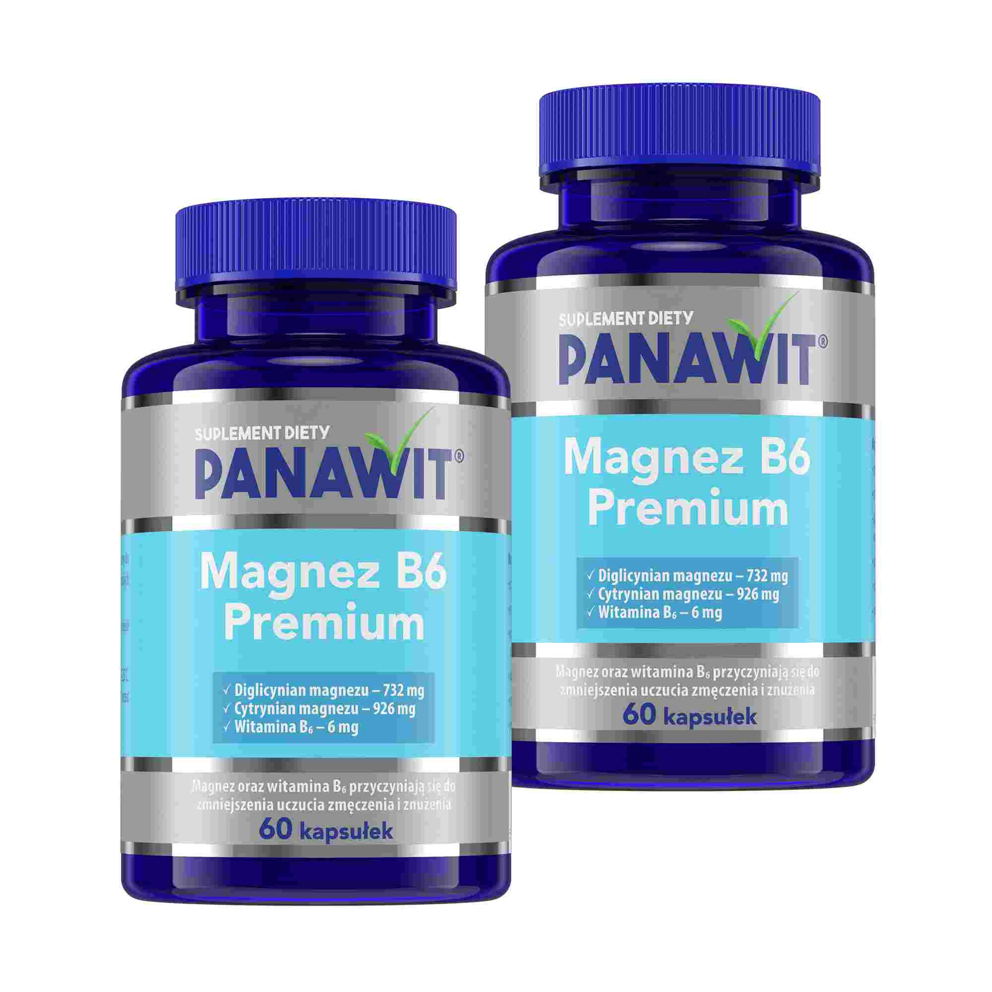 Panawit Magnez B6 Premium, kapsułki, 2 x 60 sztuk zdjęcie