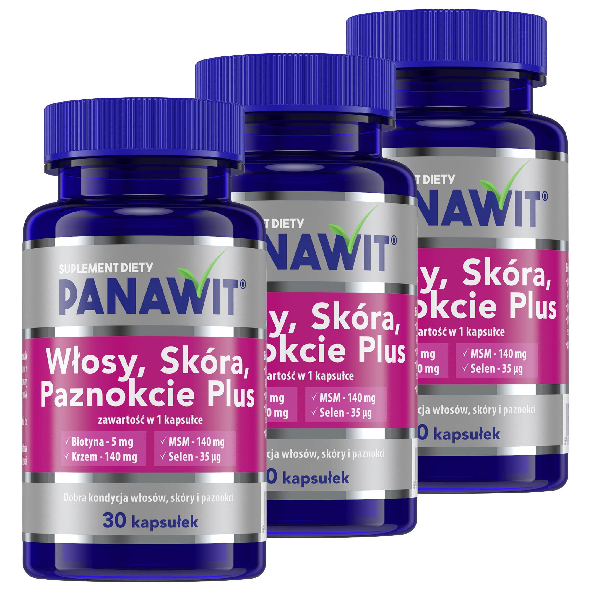 Panawit Włosy, Skóra, Paznokcie Plus, kapsułki, 3 x 30 sztuk zdjęcie
