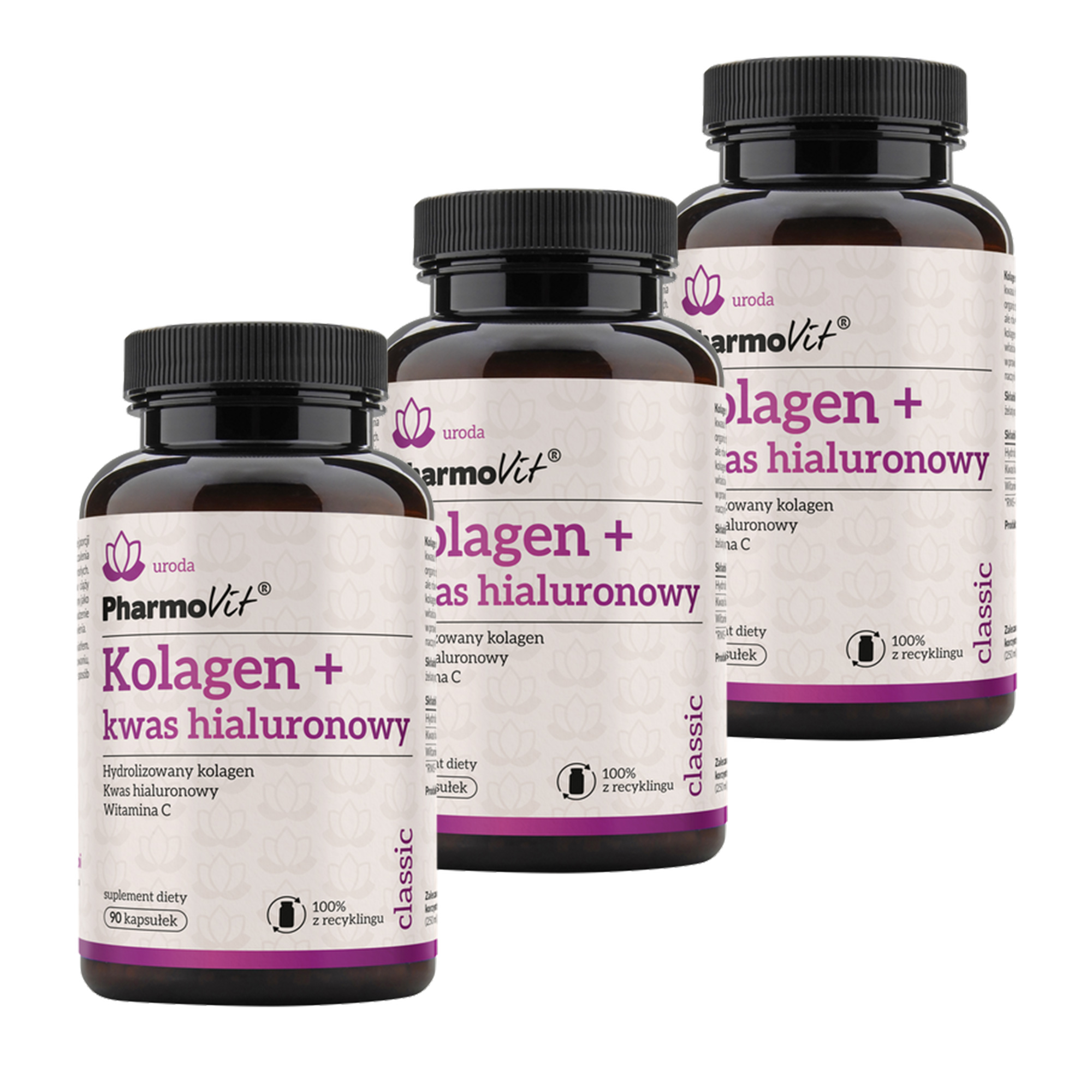 Pharmovit, Kolagen + kwas hialuronowy, kapsułki, 3 x 90 sztuk zdjęcie