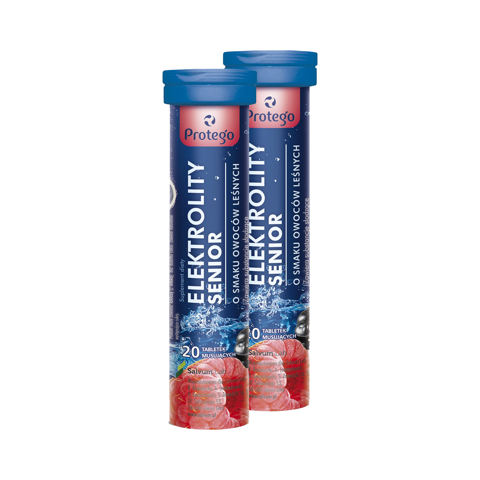 Protego Elektrolity Senior o smaku owoców leśnych, 2 x 20 tabl. mus., cena, opinie, składniki zdjęcie