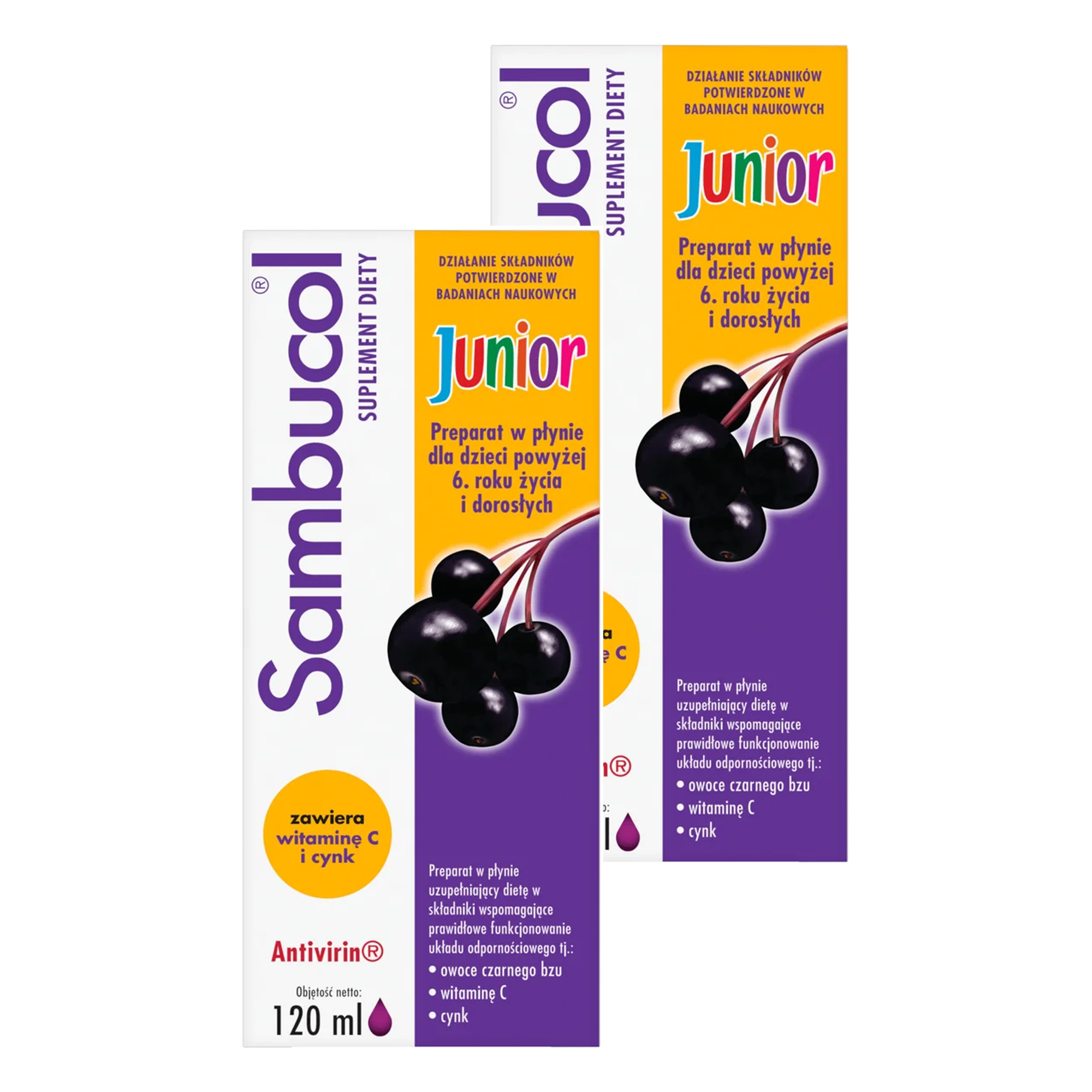 Sambucol Junior, płyn, 2 x 120 ml zdjęcie