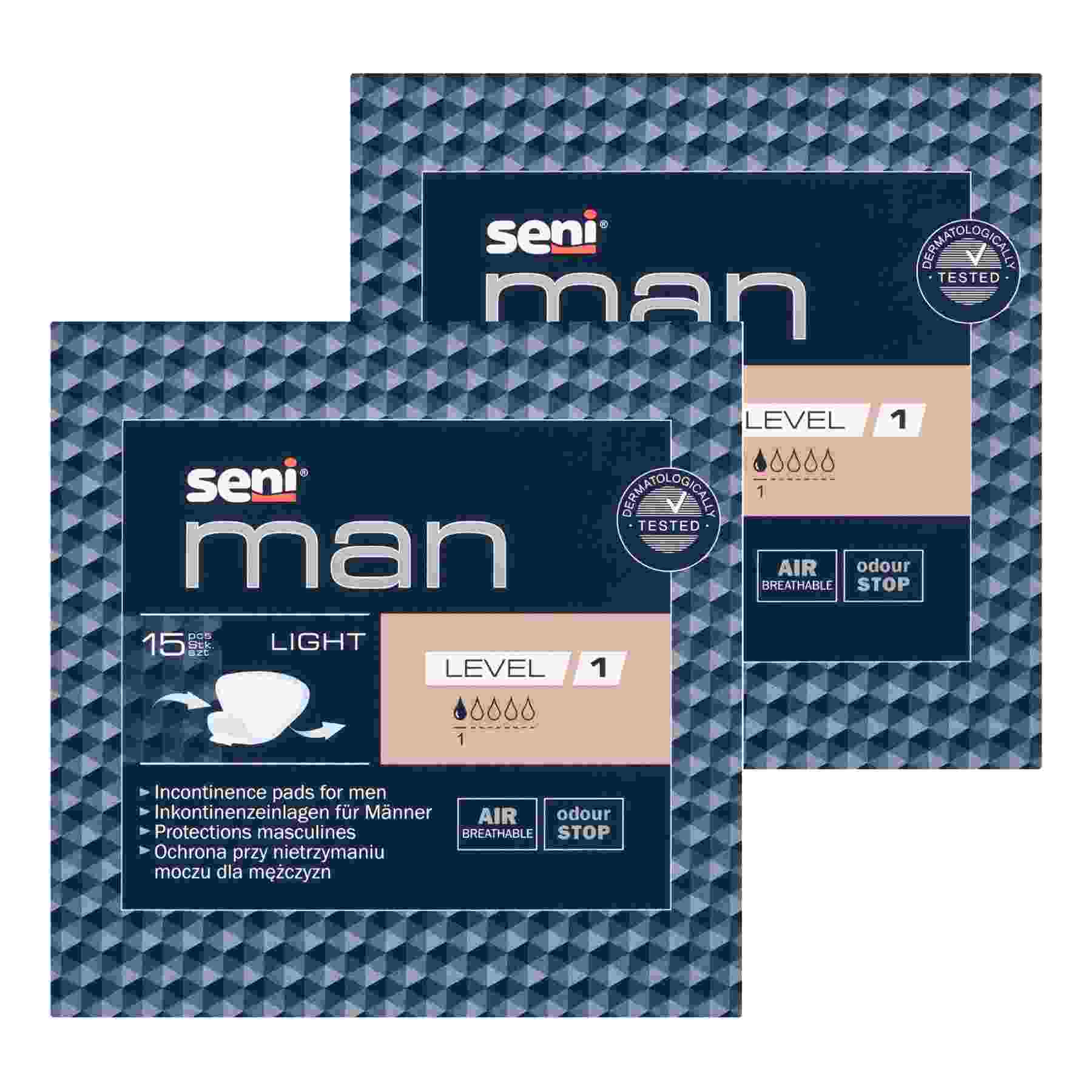 Seni Man Light Level 1, wkładki urologiczne dla mężczyzn, 15 sztuk