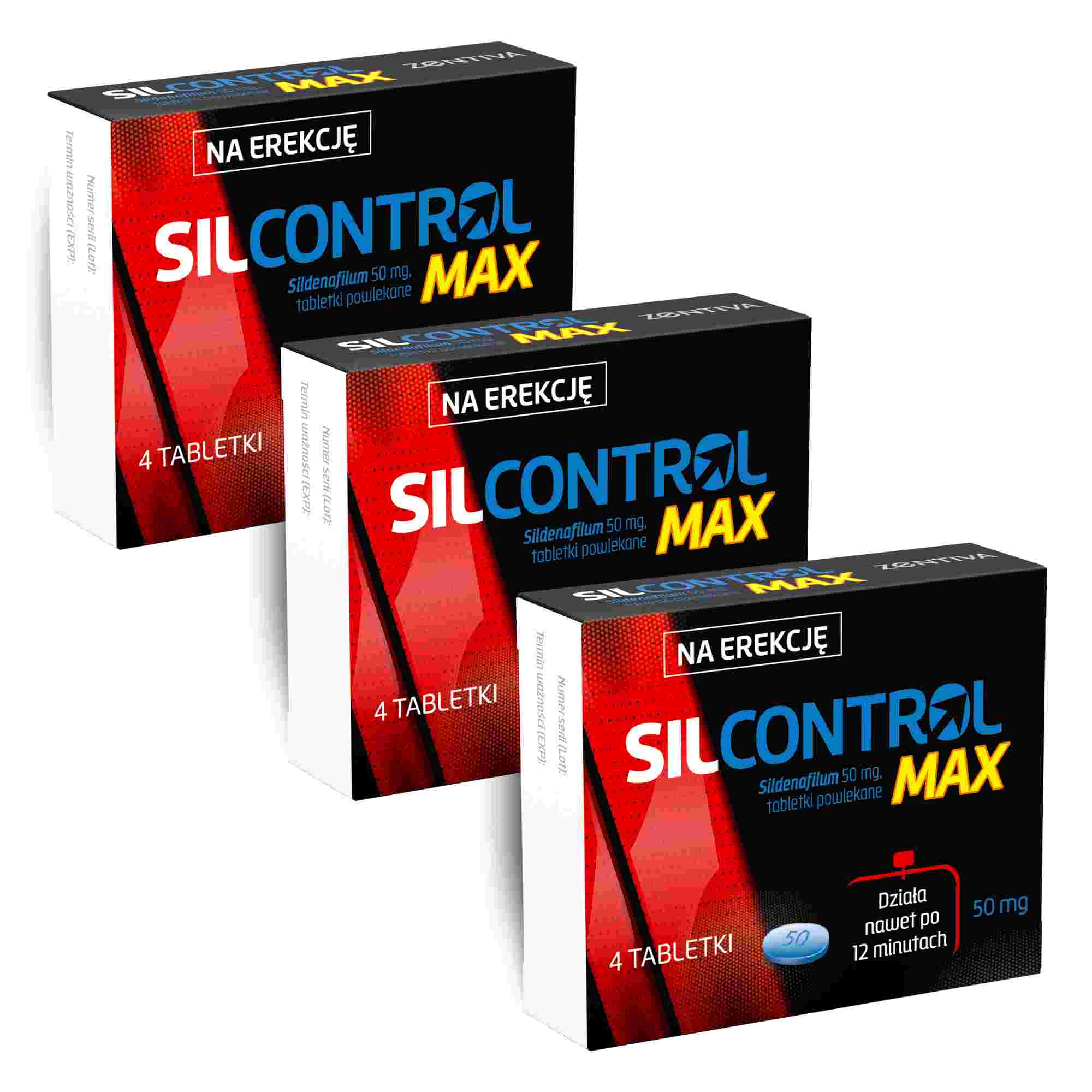 Silcontrol Max, 50 mg, tabletki, 3 x 4 sztuki zdjęcie