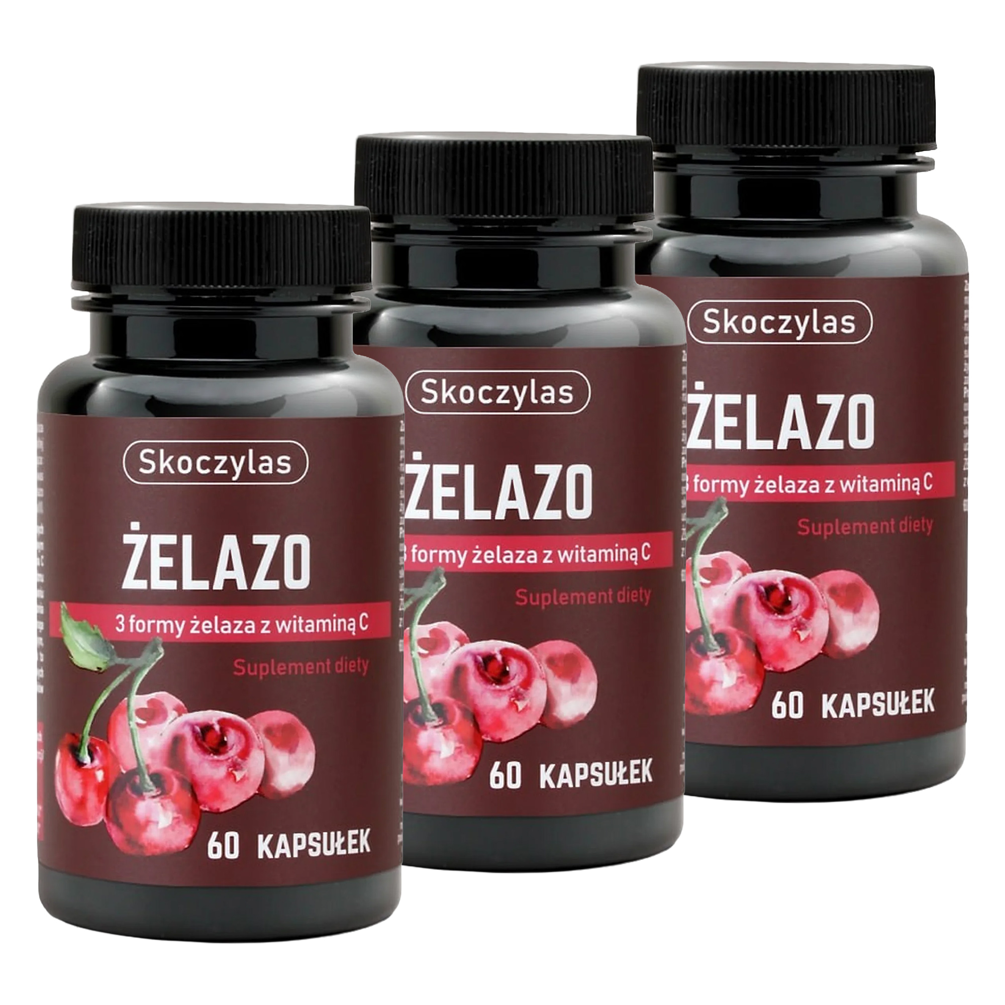 Skoczylas Żelazo 3 Formy żelaza z witaminą C, kapsułki, 3 x 60 sztuk zdjęcie