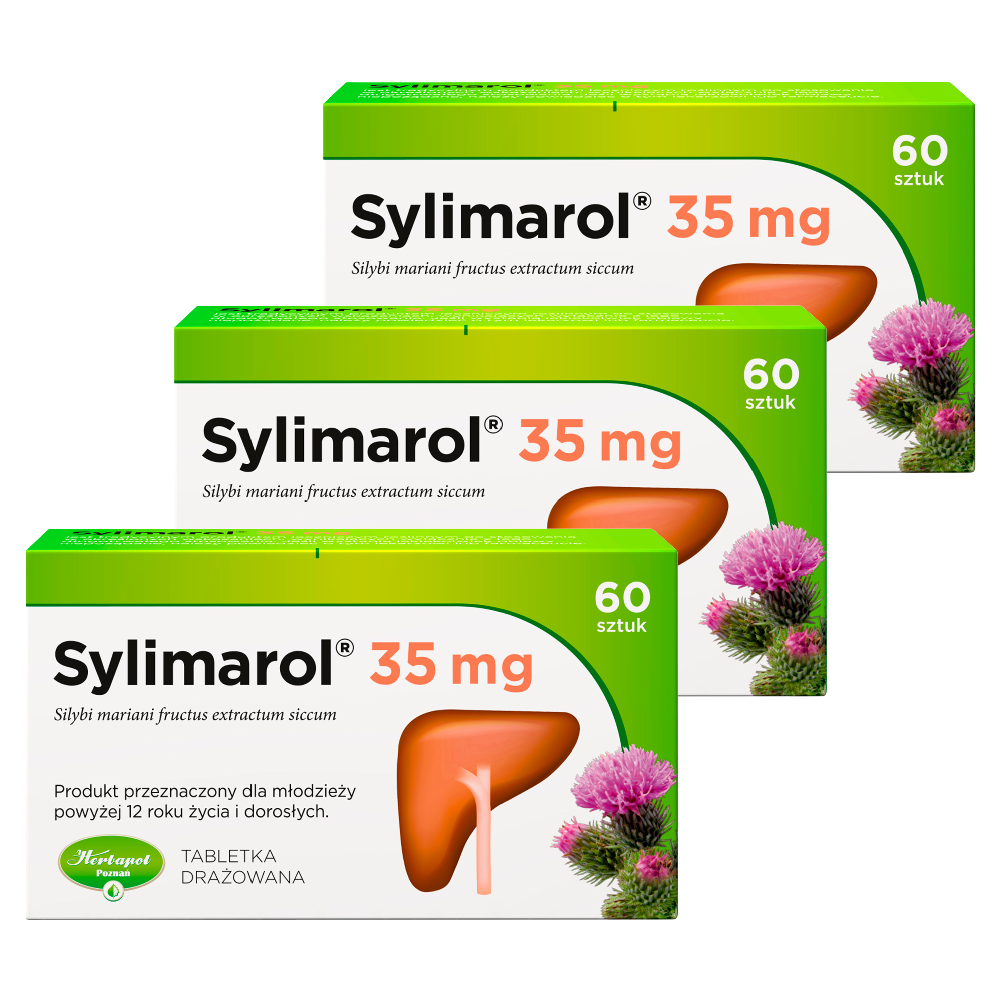 Sylimarol 35 mg, drażetki, 35 mg, 3 x 60 sztuk zdjęcie