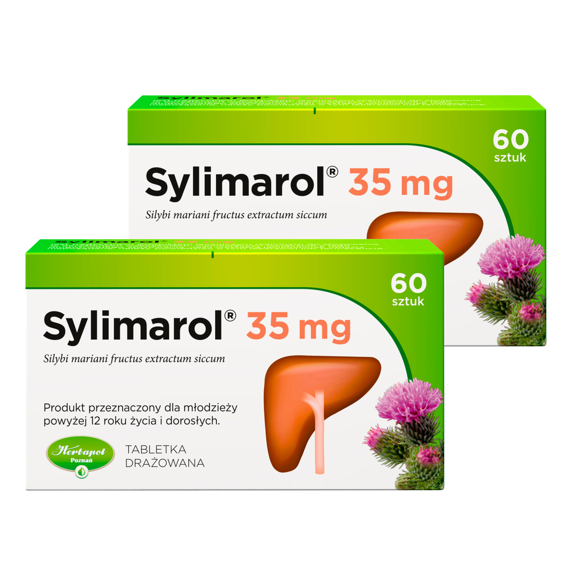 Sylimarol 35 mg, drażetki, 35 mg, 2 x 60 sztuk zdjęcie