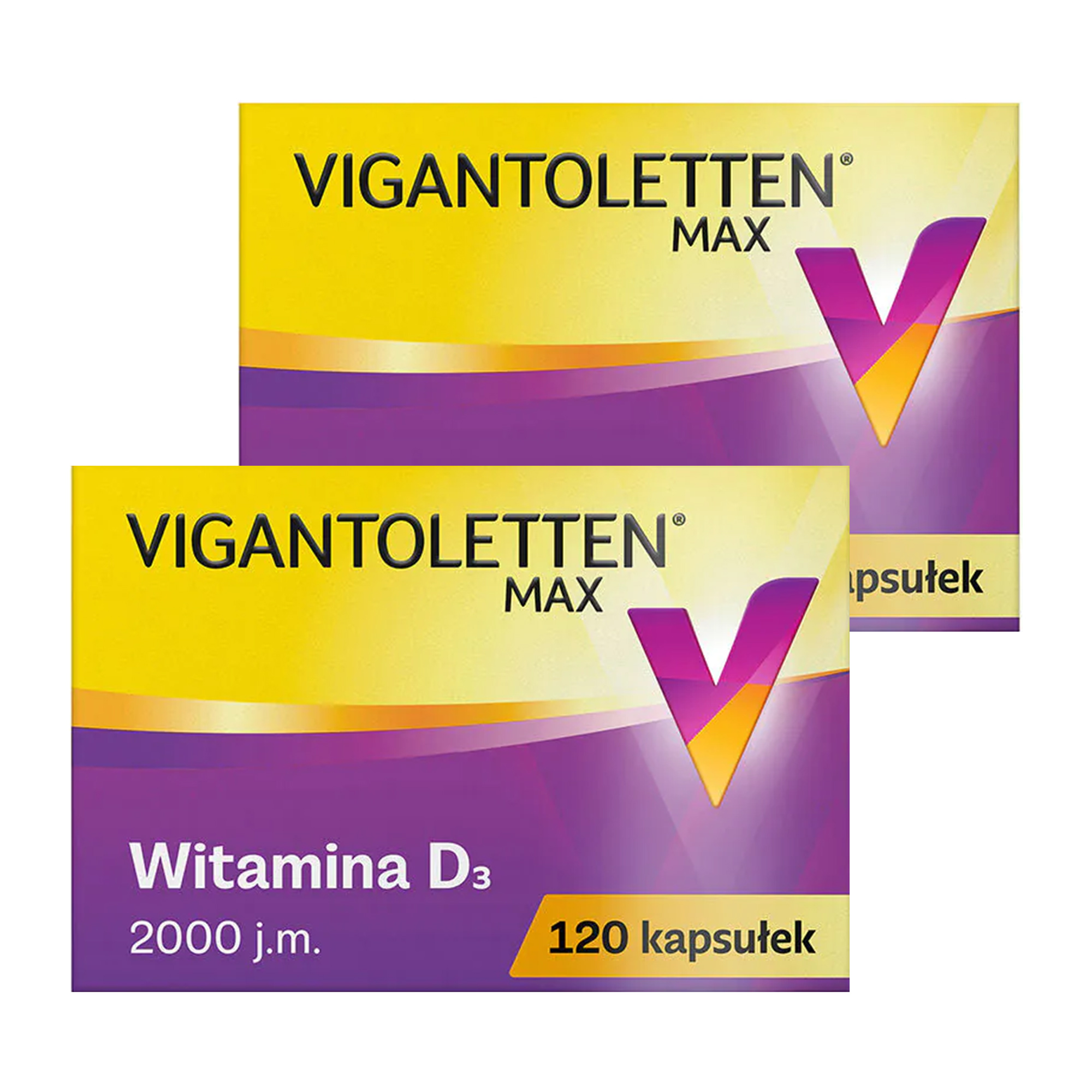Vigantoletten MAX, Witamina D3 2000 j.m., kapsułki, 2 x 120 sztuk zdjęcie