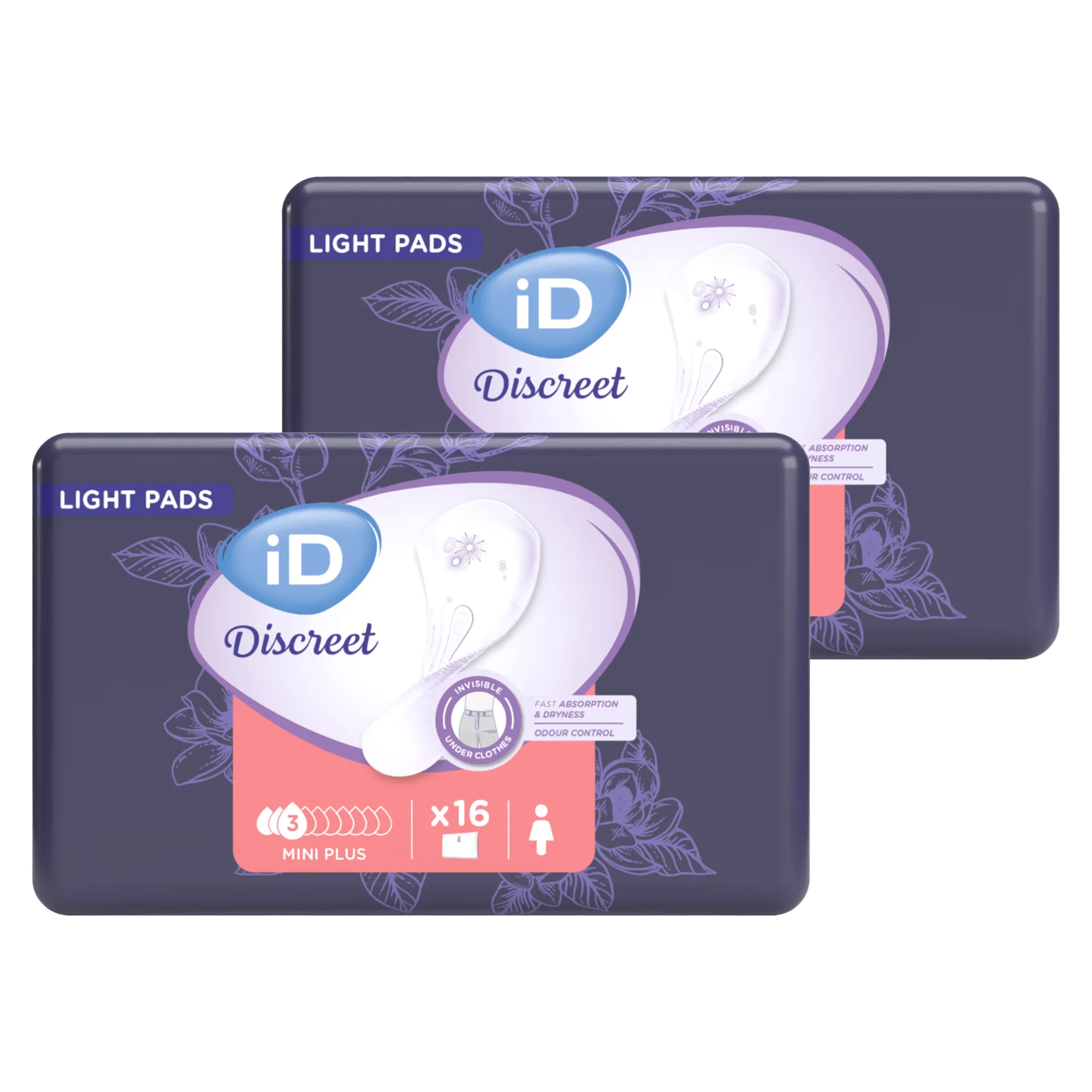 Wkładki urologiczne iD Discreet Mini Plus, 2 x 16 sztuk zdjęcie