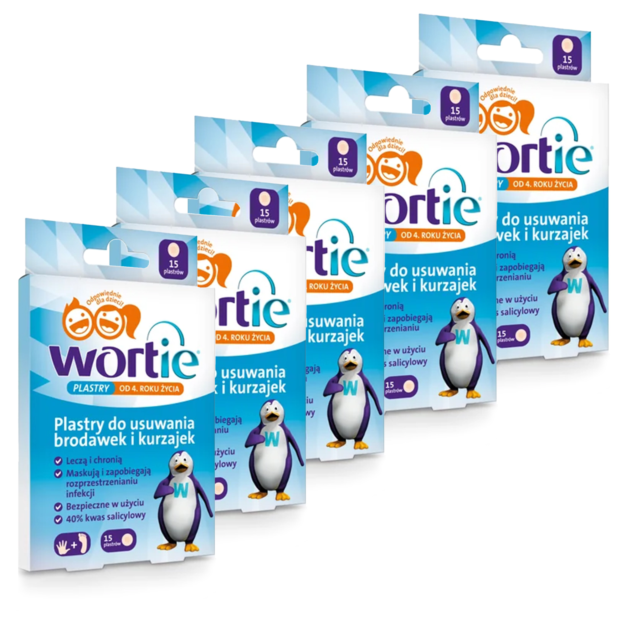Wortie Plastry do usuwania brodawek i kurzajek od 4. roku życia, 5 x 15 sztuk zdjęcie