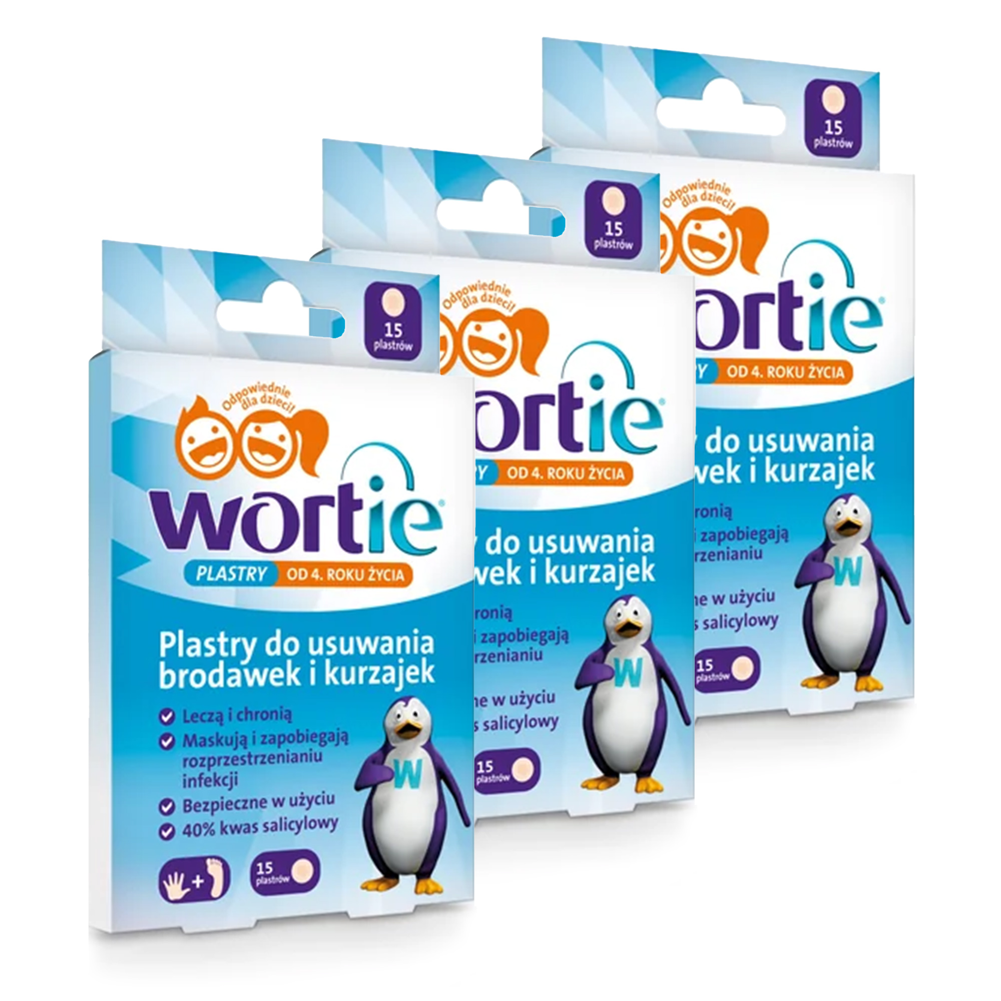 Wortie Plastry do usuwania brodawek i kurzajek od 4. roku życia, 3 x 15 sztuk zdjęcie